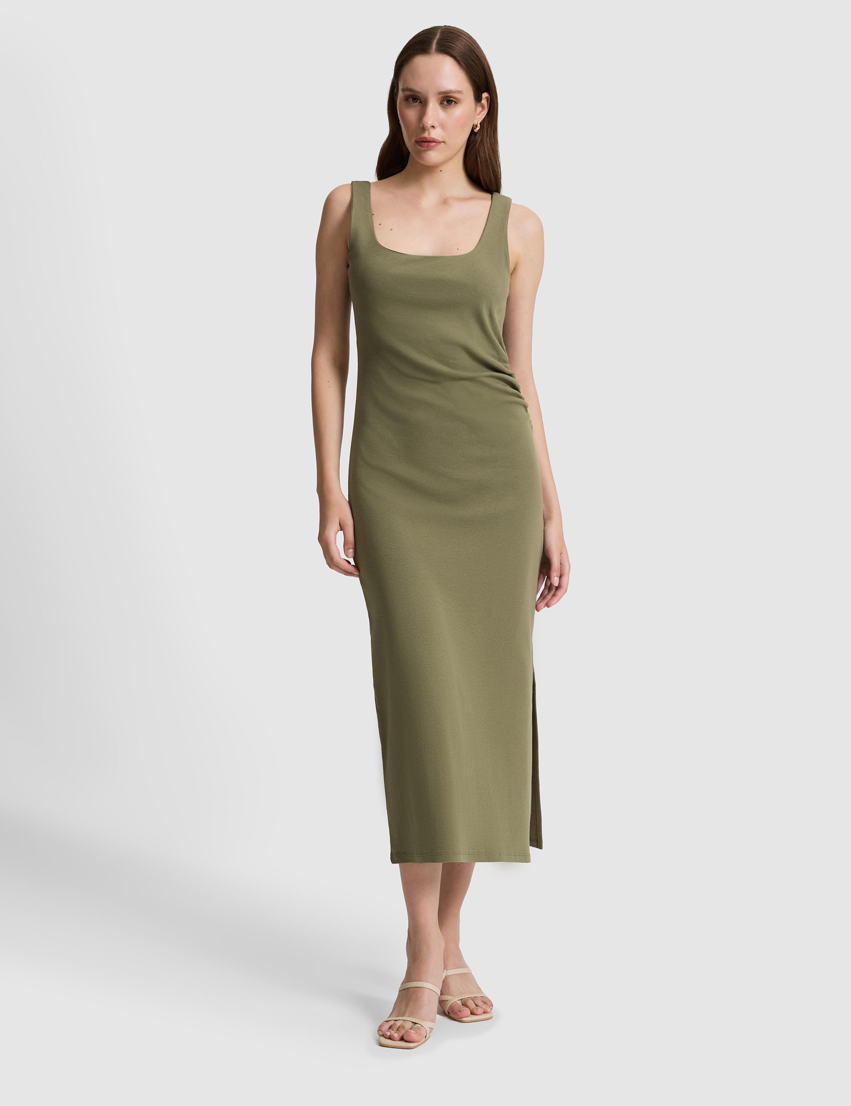 Haki Ex. Slim Fit Örme Elbise