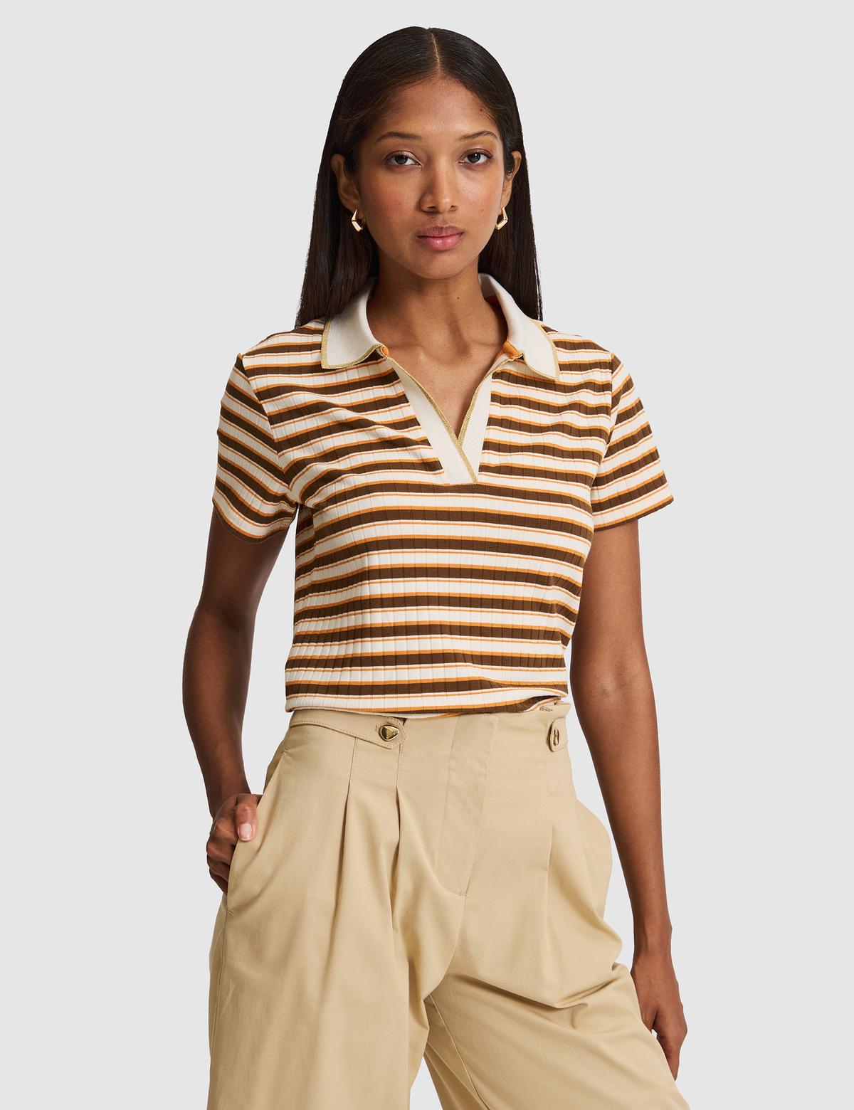 Turuncu Slim Fit Polo Yaka Tişört