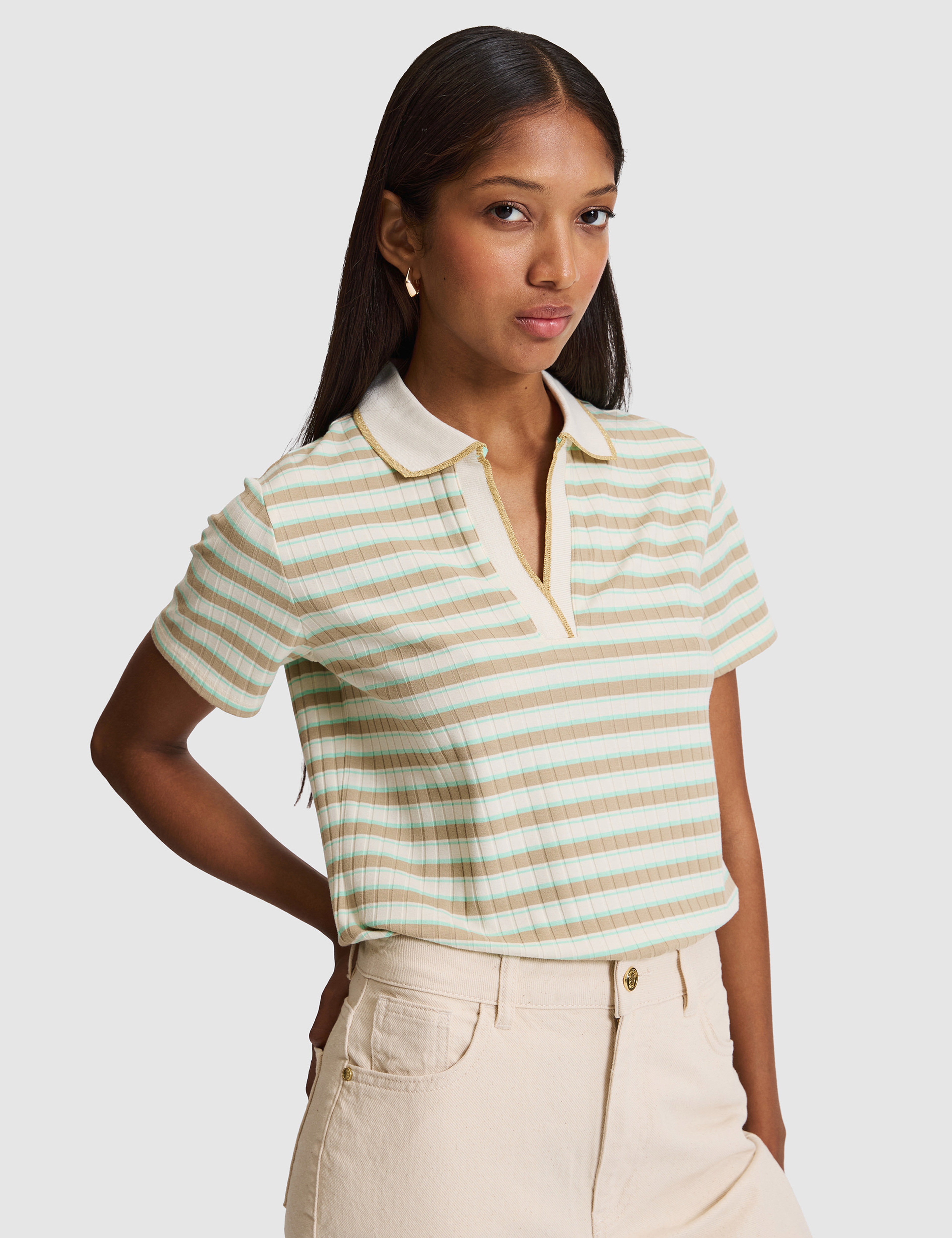 Mint Slim Fit Polo Yaka Tişört - Image 3