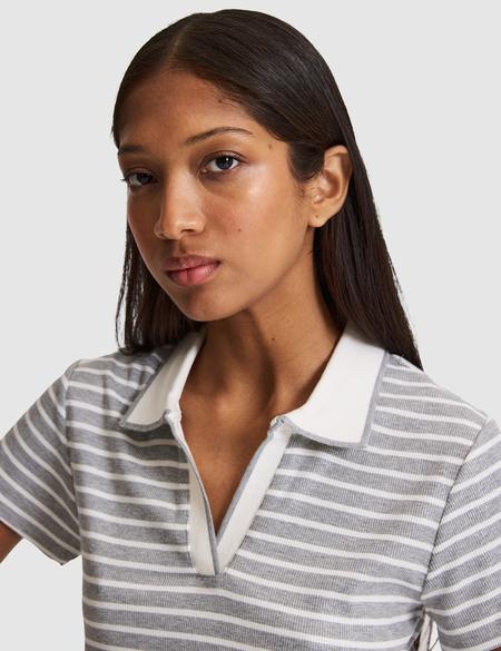 Gri Melanj Slim Fit Polo Yaka Tişört - 50326677012