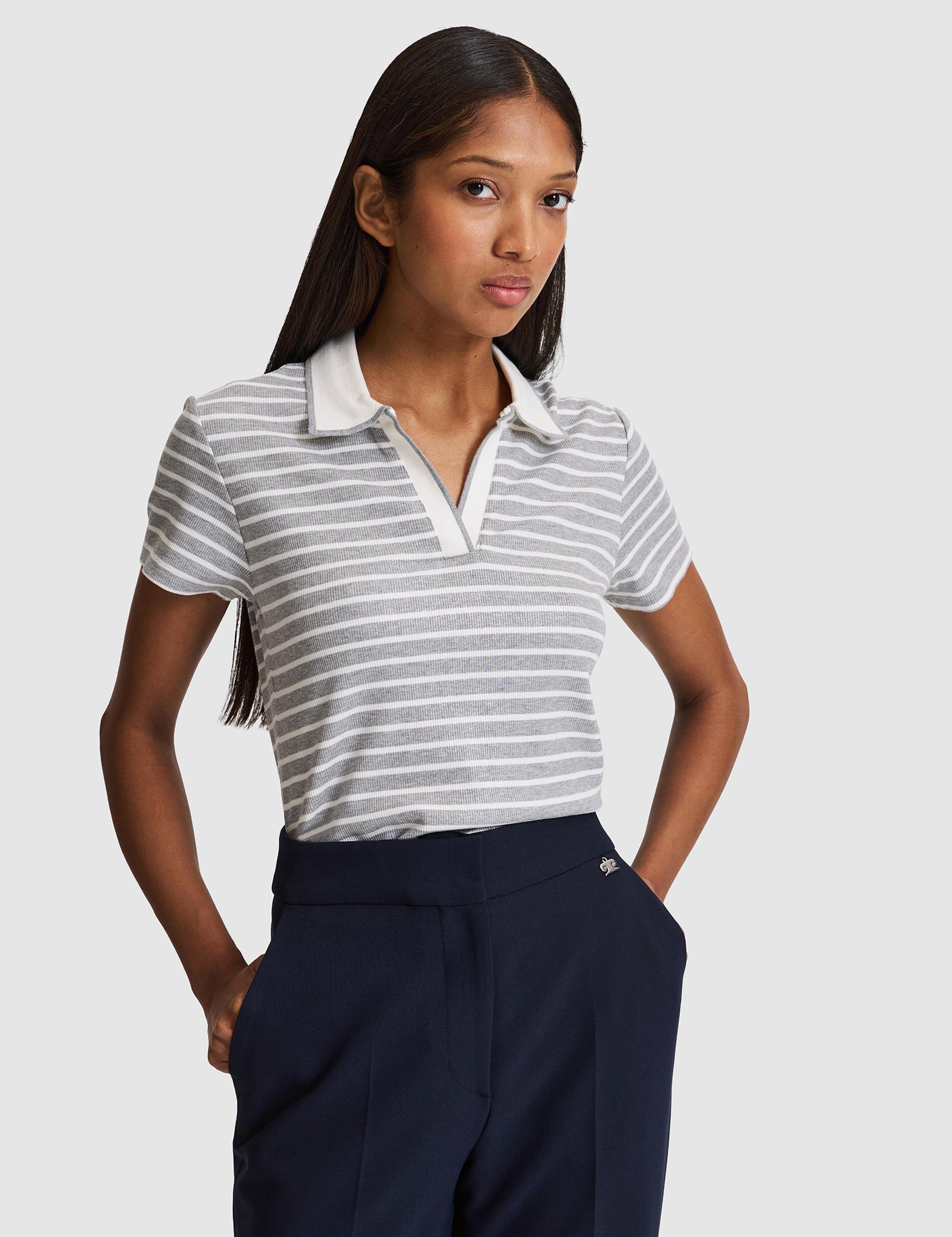 Gri Melanj Slim Fit Polo Yaka Tişört