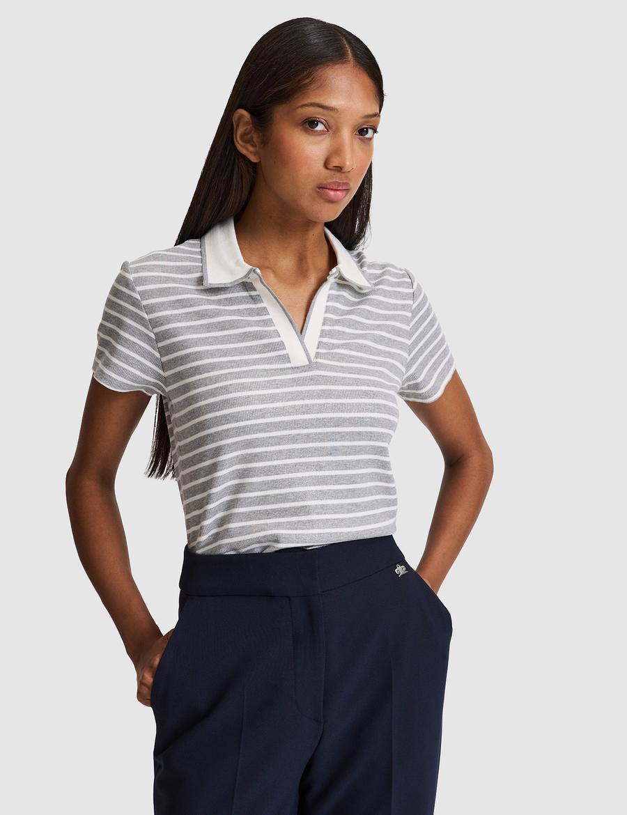 Gri Melanj Slim Fit Polo Yaka Tişört