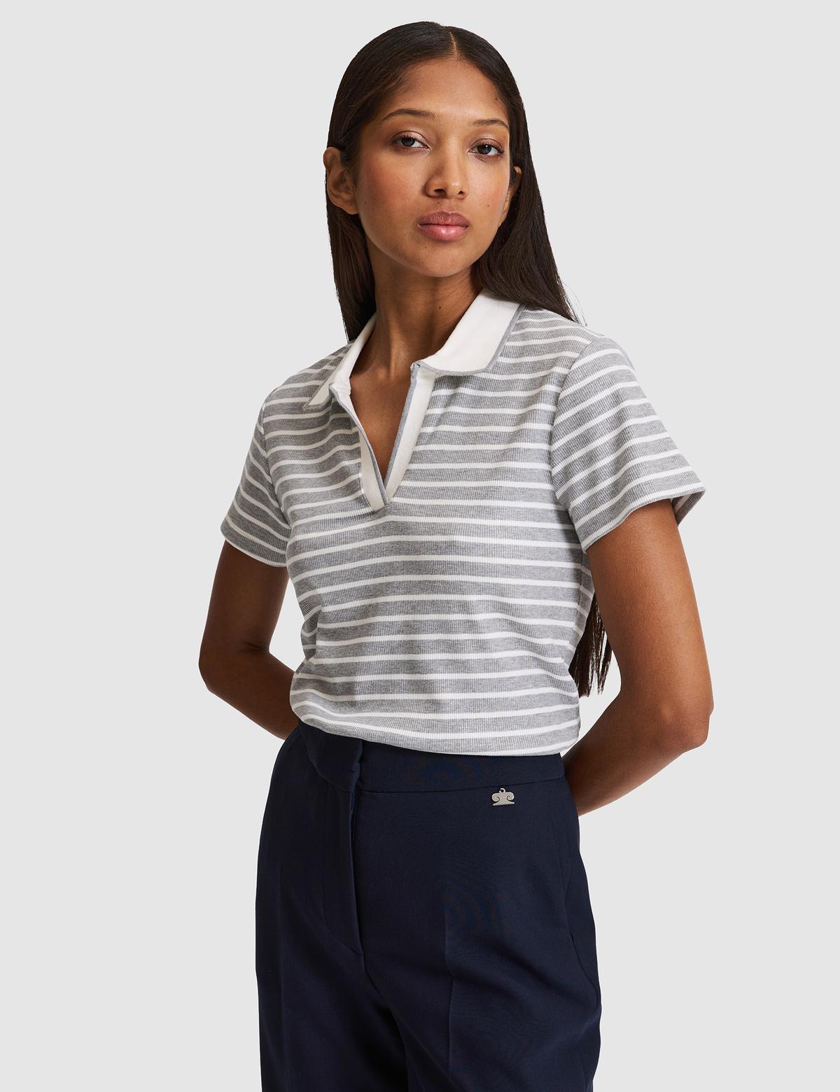 Gri Melanj Slim Fit Polo Yaka Tişört - 50326677012