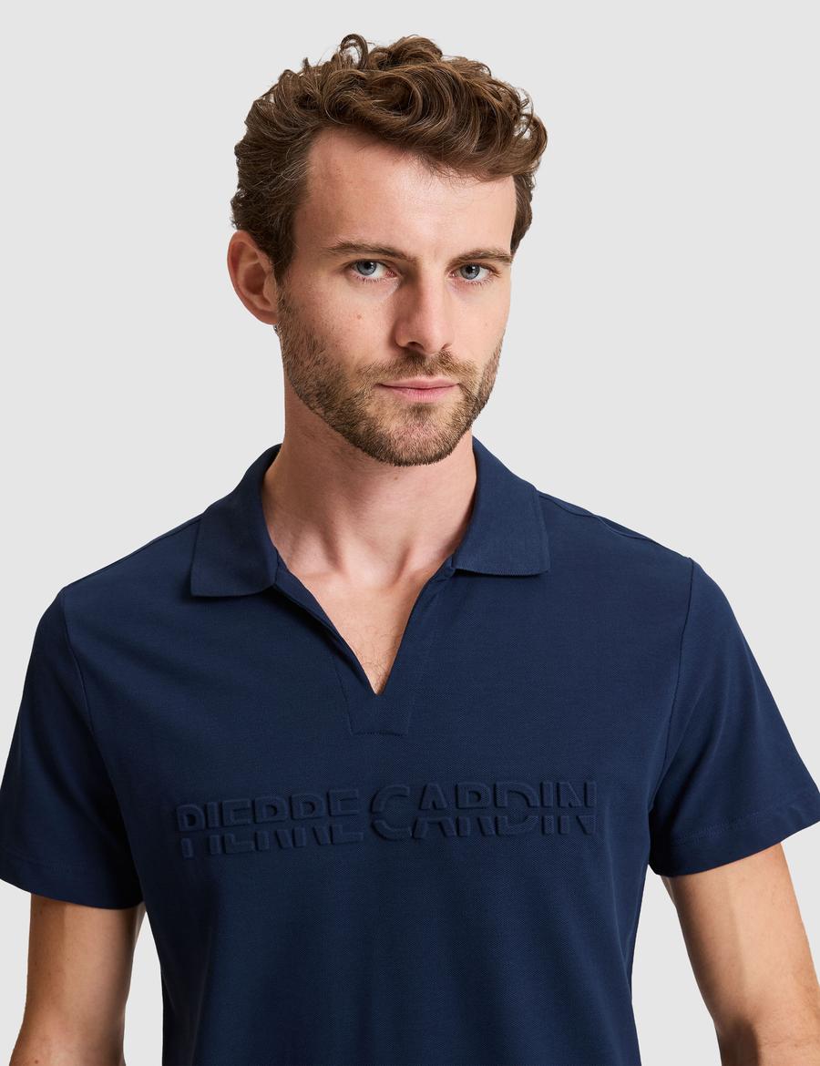 Lacivert Slim Fit %100 Pamuk Apaş Yaka Tişört