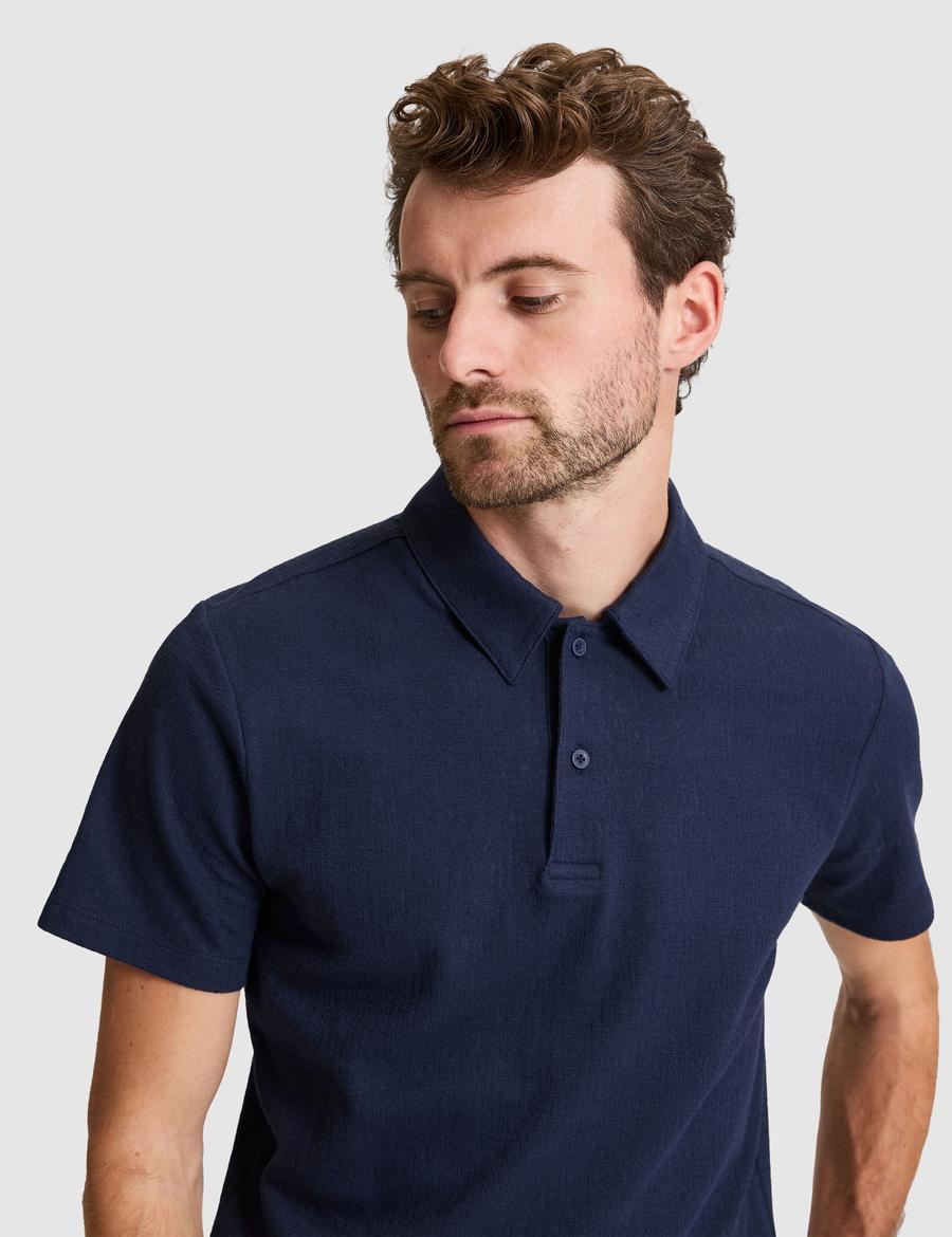 Lacivert Slim Fit Düğmeli Polo Yaka Tişört