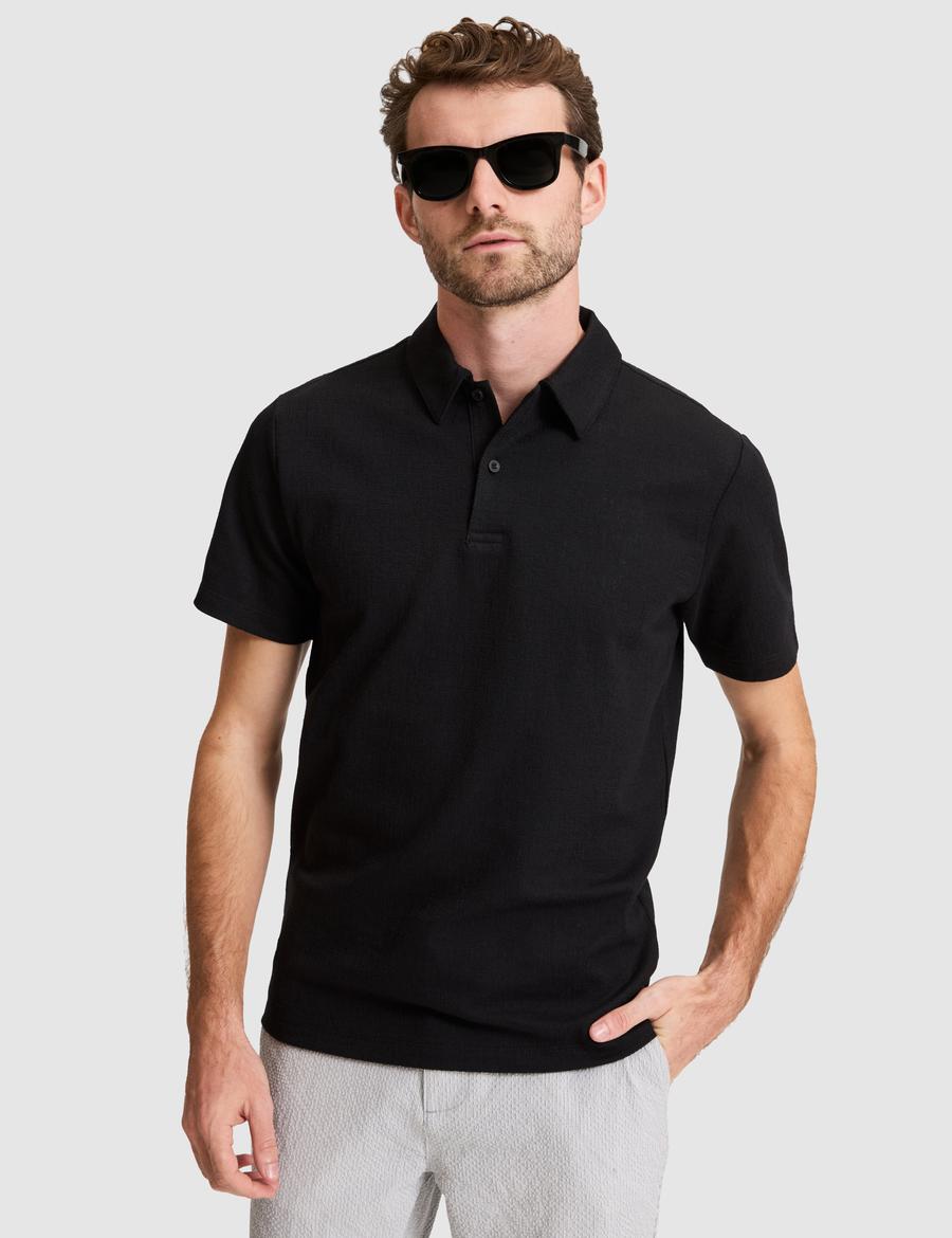 Siyah Slim Fit Düğmeli Polo Yaka Tişört