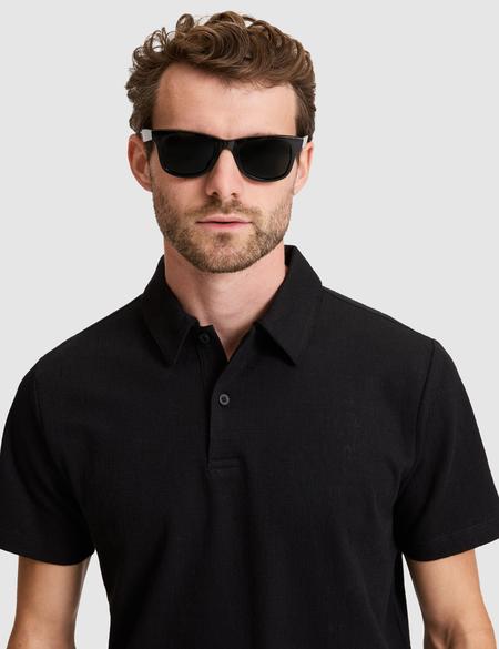 Siyah Slim Fit Düğmeli Polo Yaka Tişört - 50307581019