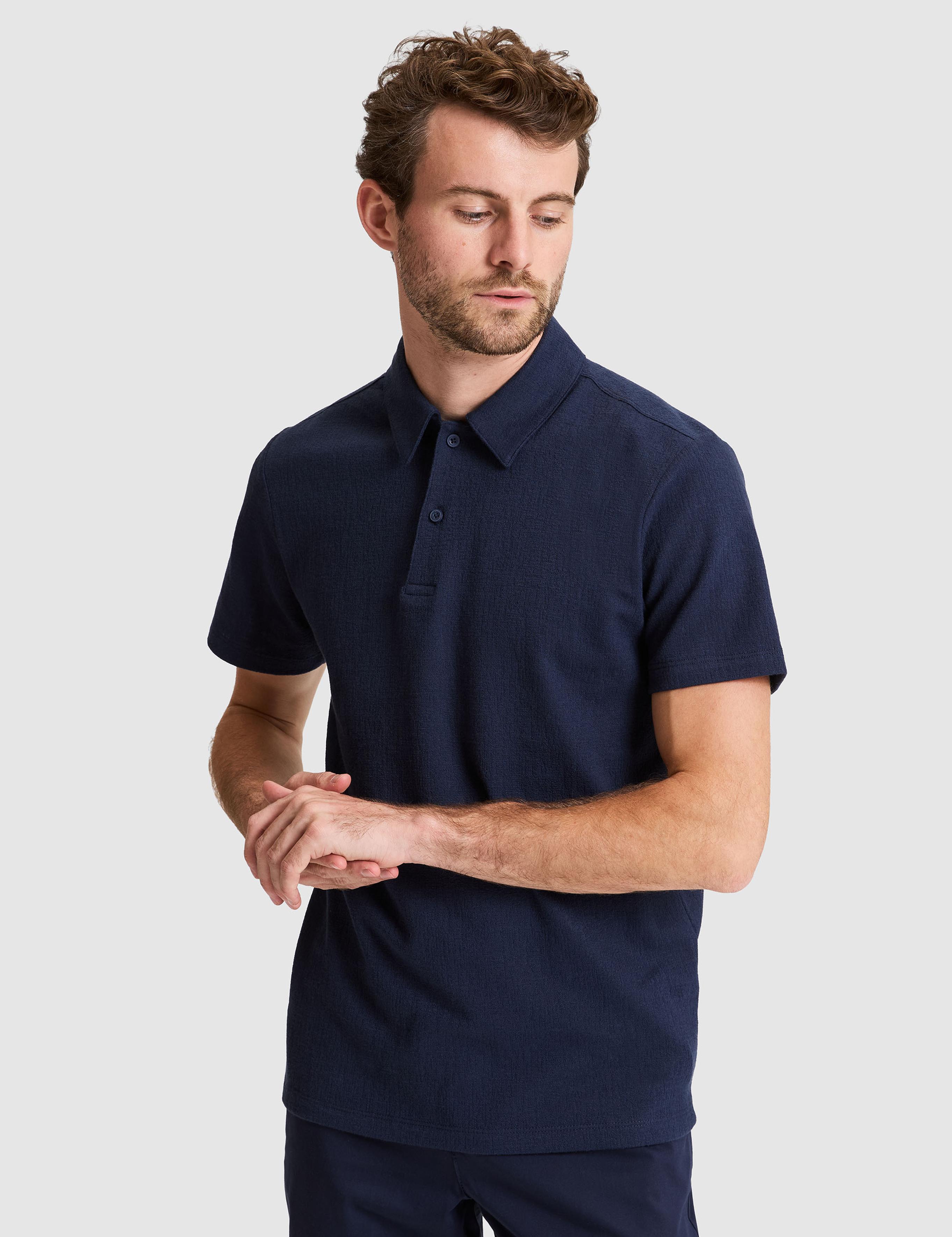 Lacivert Slim Fit Düğmeli Polo Yaka Tişört
