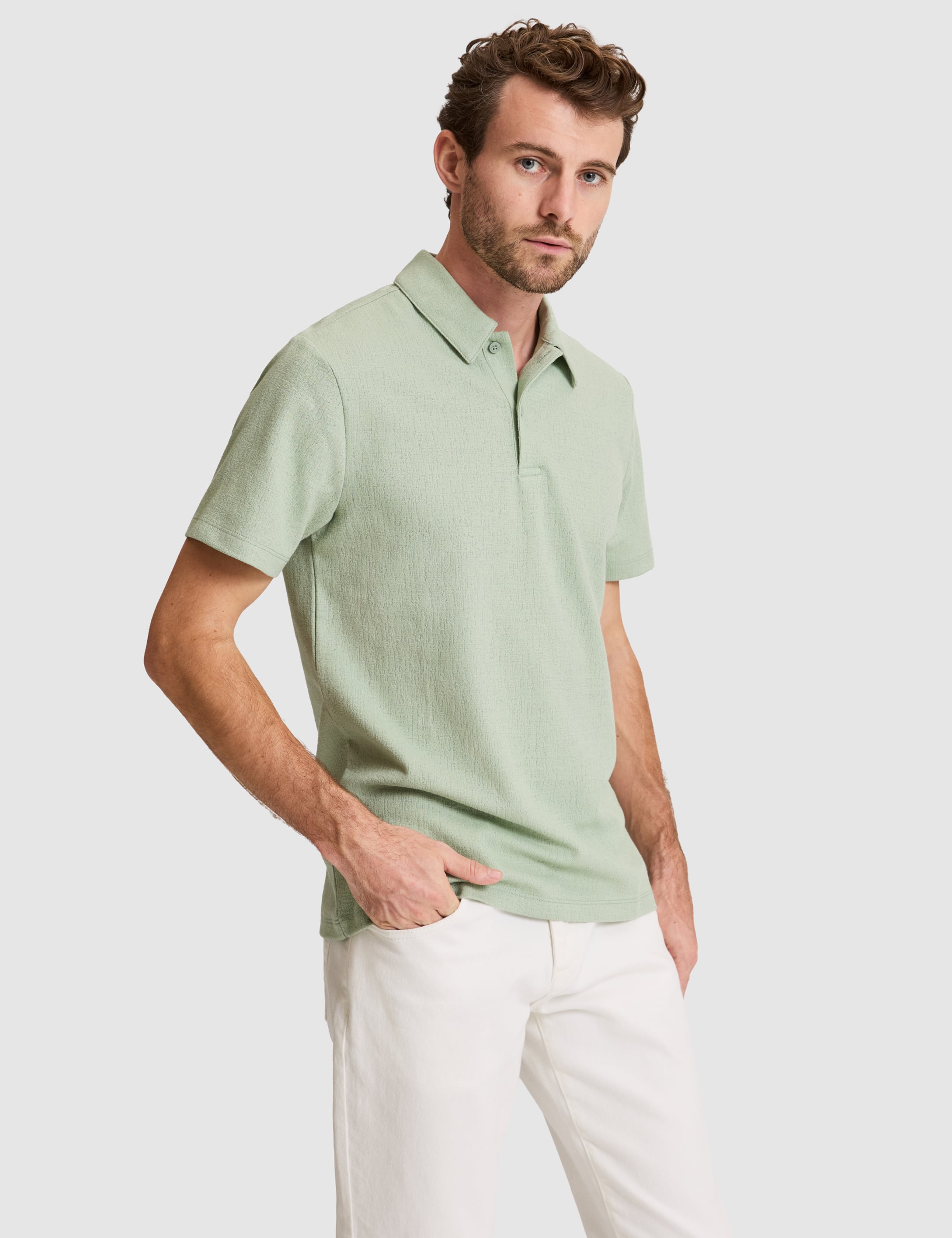 Çağla Yeşili Slim Fit Düğmeli Polo Yaka Tişört - 50307581042