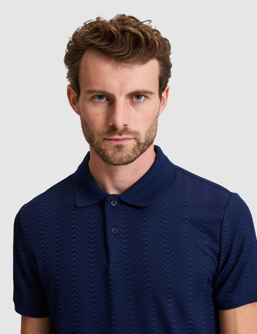 Lacivert Slim Fit Düğmeli Polo Yaka Tişört