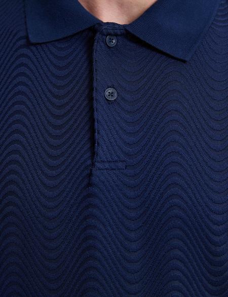 Lacivert Slim Fit Düğmeli Polo Yaka Tişört - 50310233016