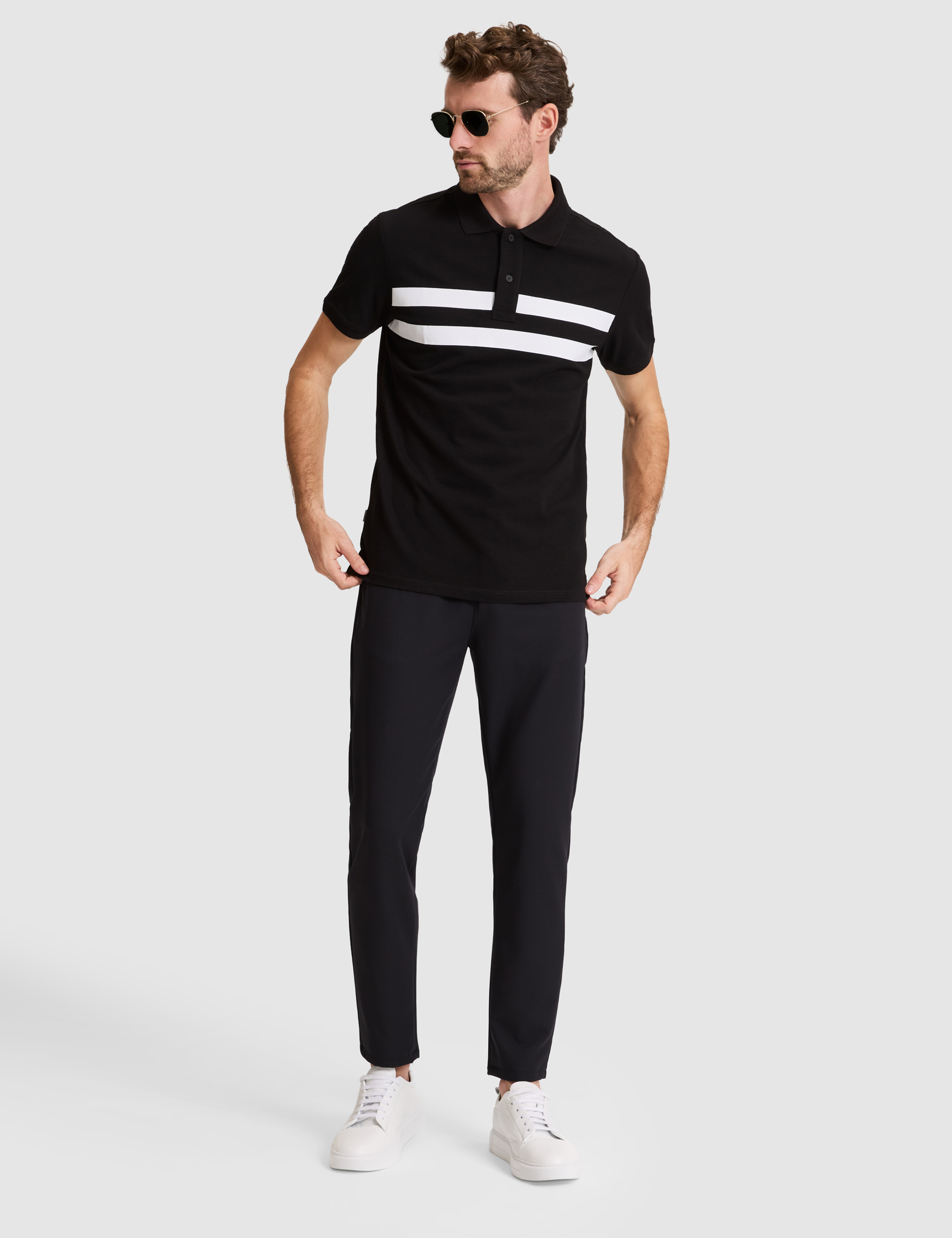 Siyah Slim Fit %100 Pamuk Düğmeli Polo Yaka Tişört - 50310154010