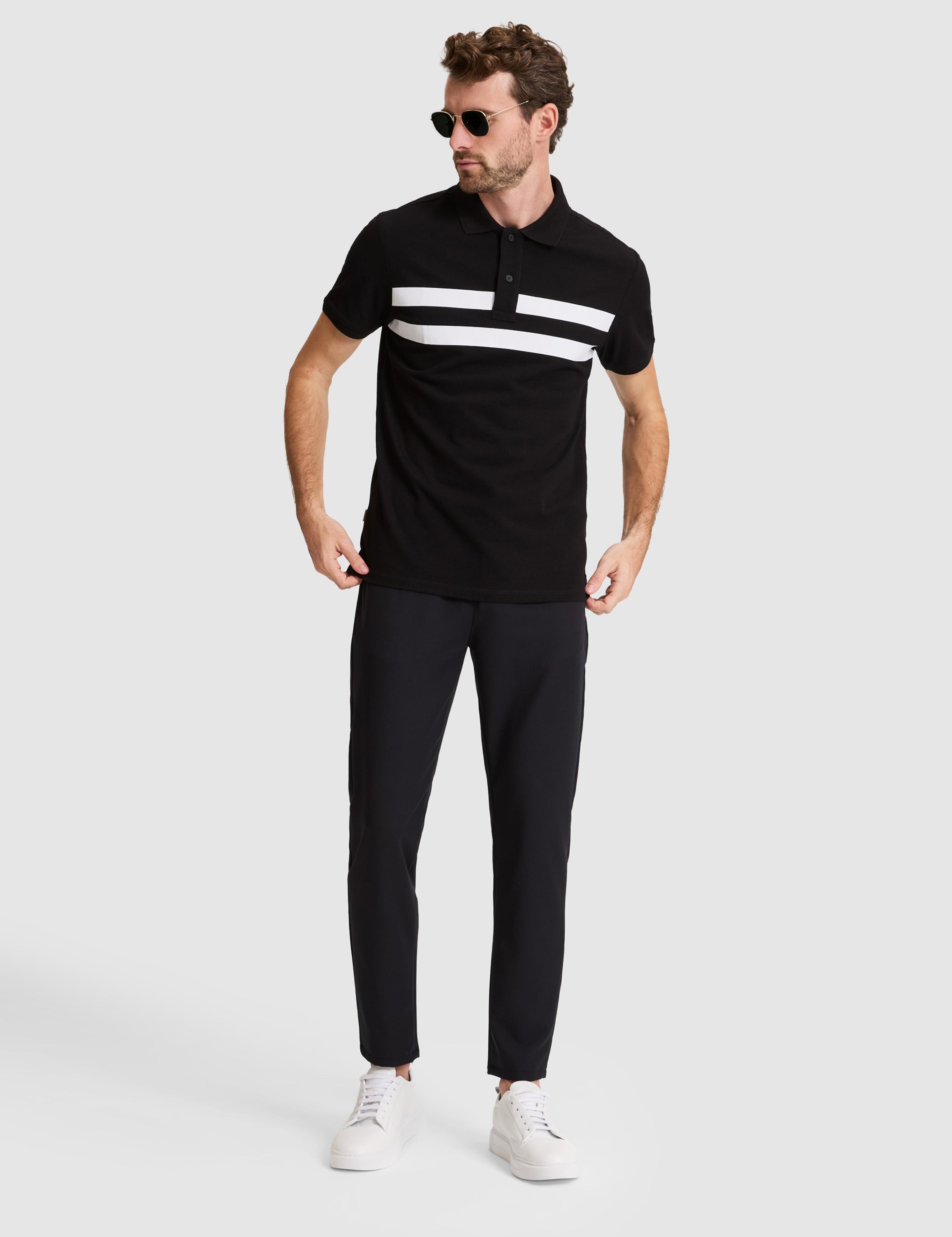 Siyah Slim Fit %100 Pamuk Düğmeli Polo Yaka Tişört