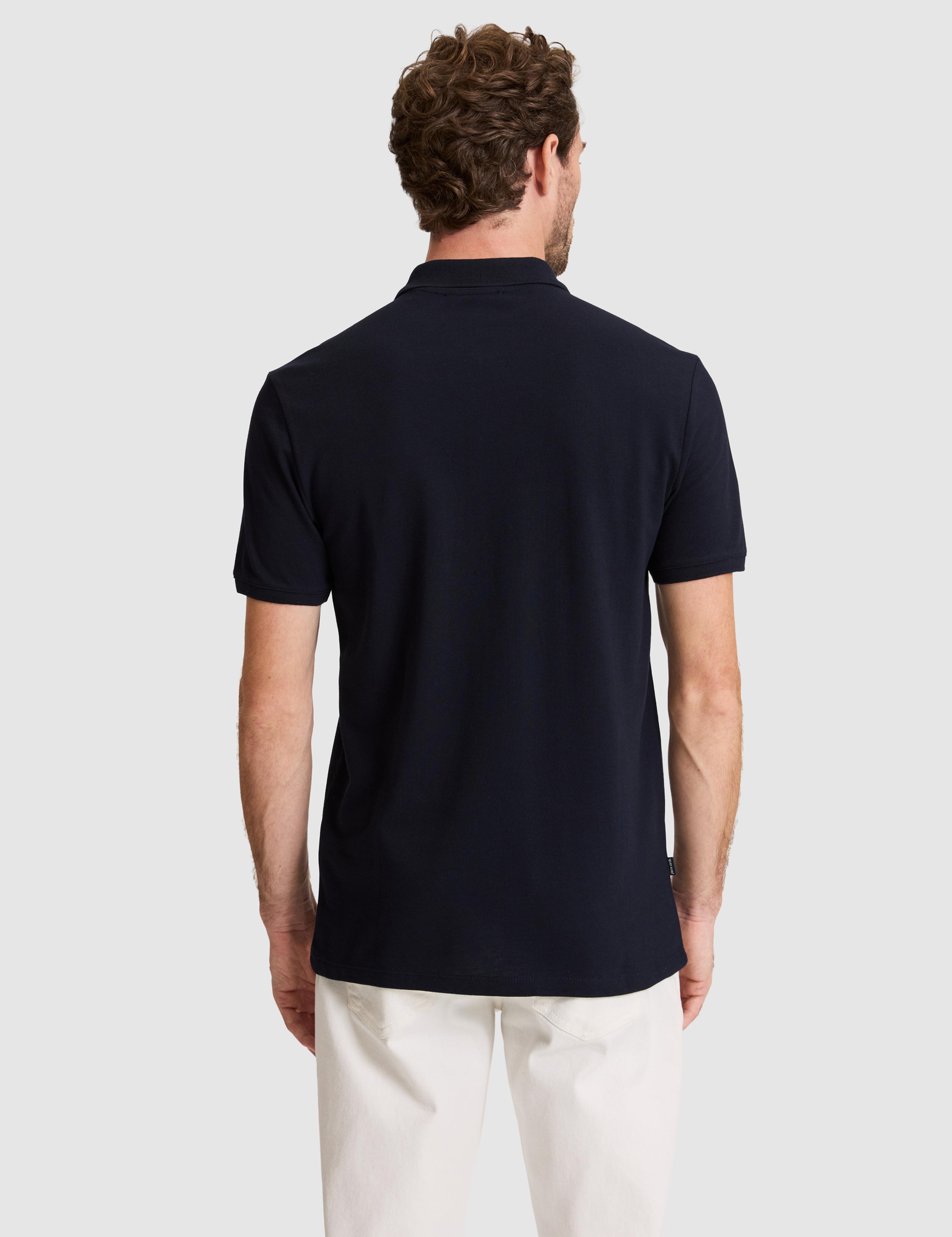 Lacivert Slim Fit %100 Pamuk Düğmeli Polo Yaka Tişört
