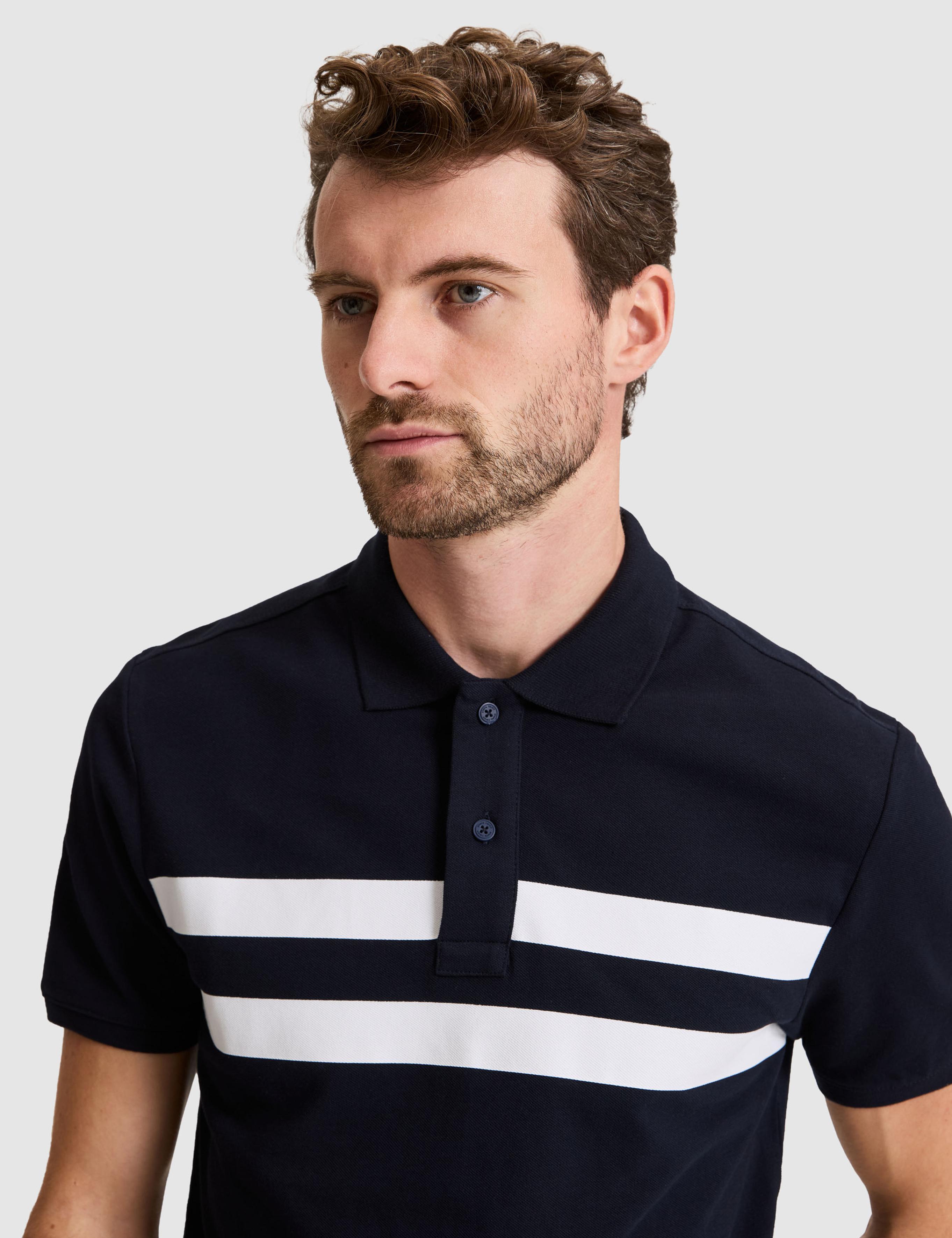 Lacivert Slim Fit %100 Pamuk Düğmeli Polo Yaka Tişört