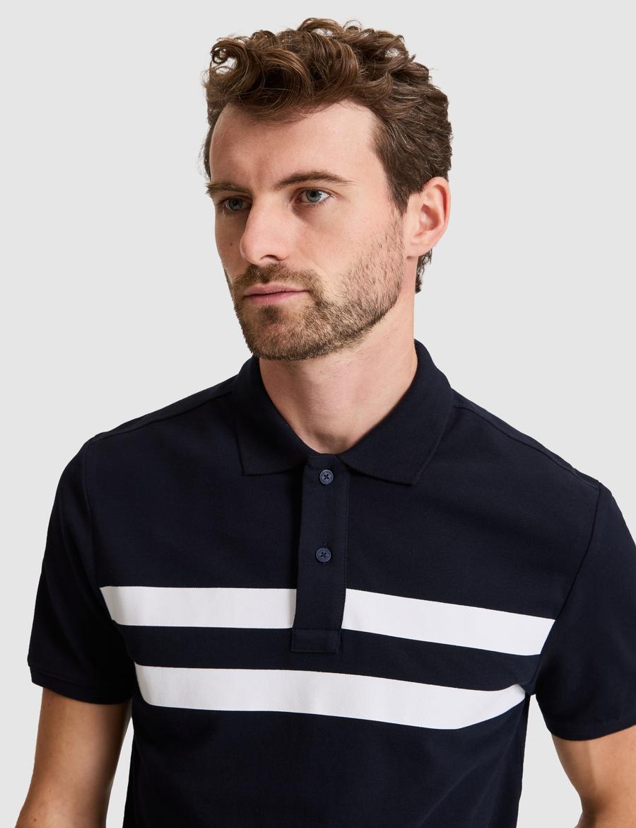 Lacivert Slim Fit %100 Pamuk Düğmeli Polo Yaka Tişört