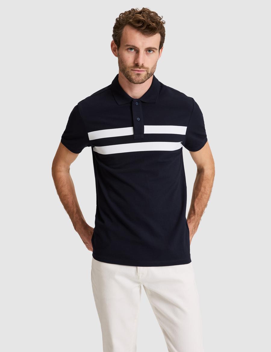 Lacivert Slim Fit %100 Pamuk Düğmeli Polo Yaka Tişört