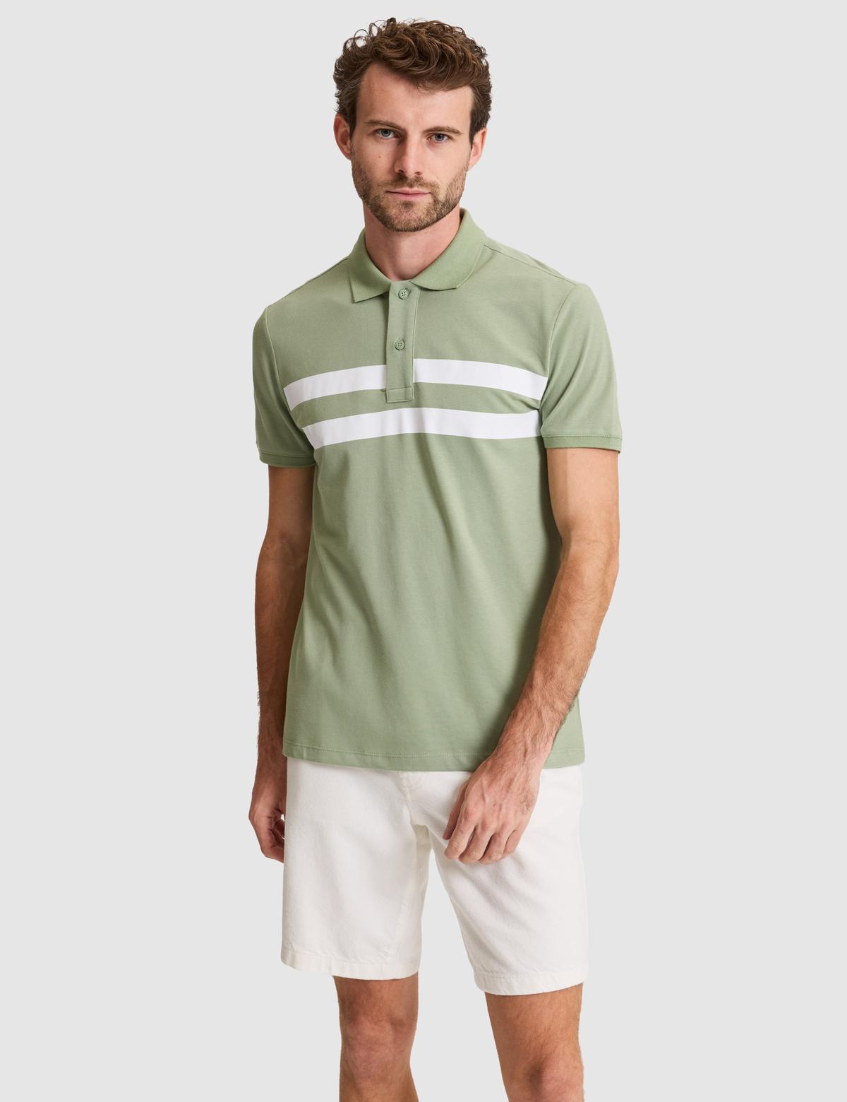 Yeşil Slim Fit %100 Pamuk Düğmeli Polo Yaka Tişört