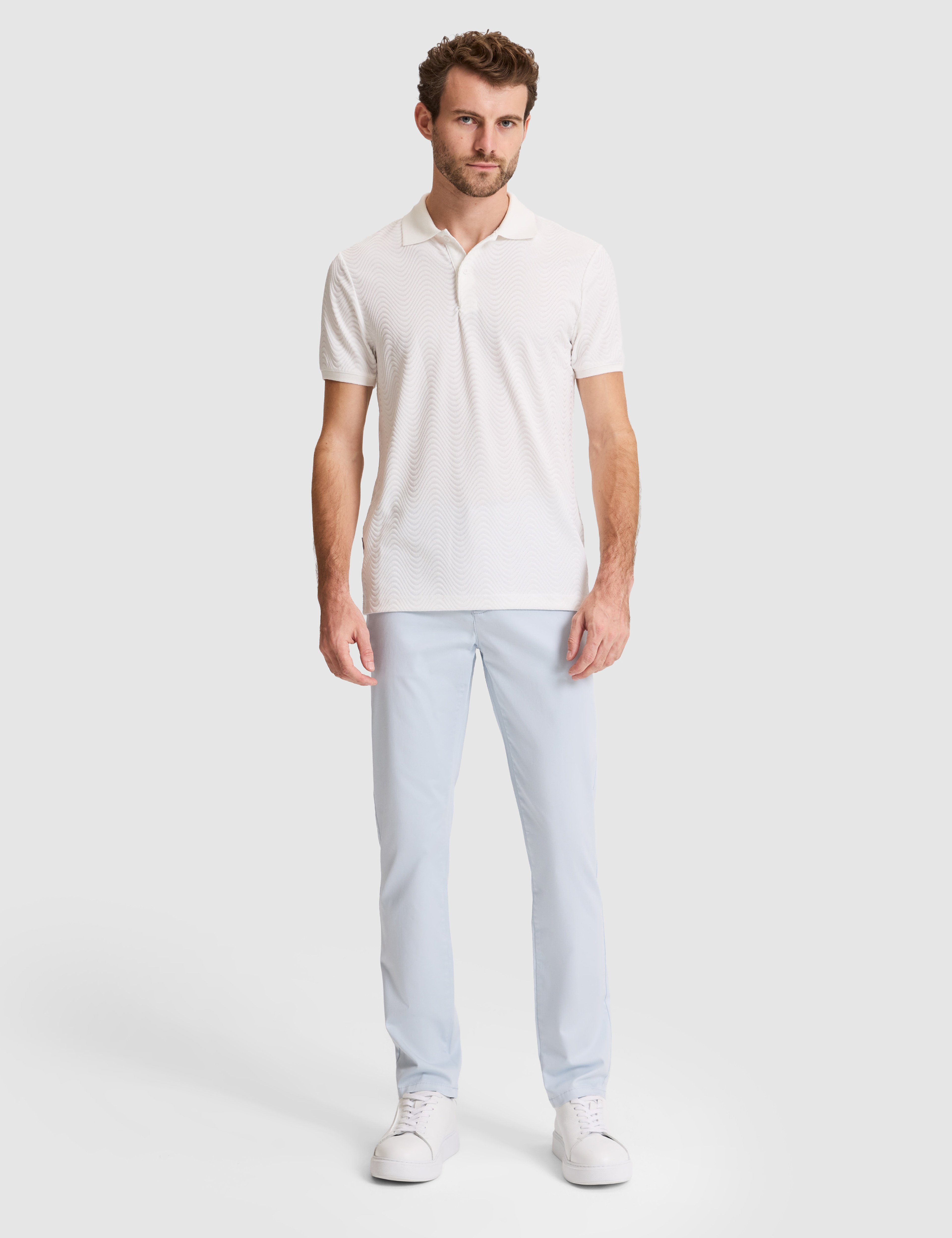 Beyaz Slim Fit Polo Yaka Tişört