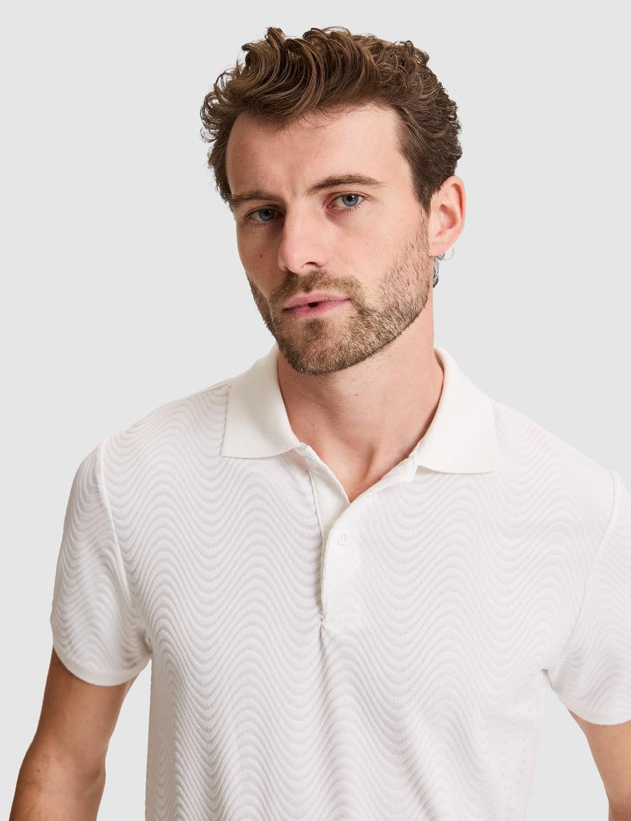 Beyaz Slim Fit Düğmeli Polo Yaka Tişört