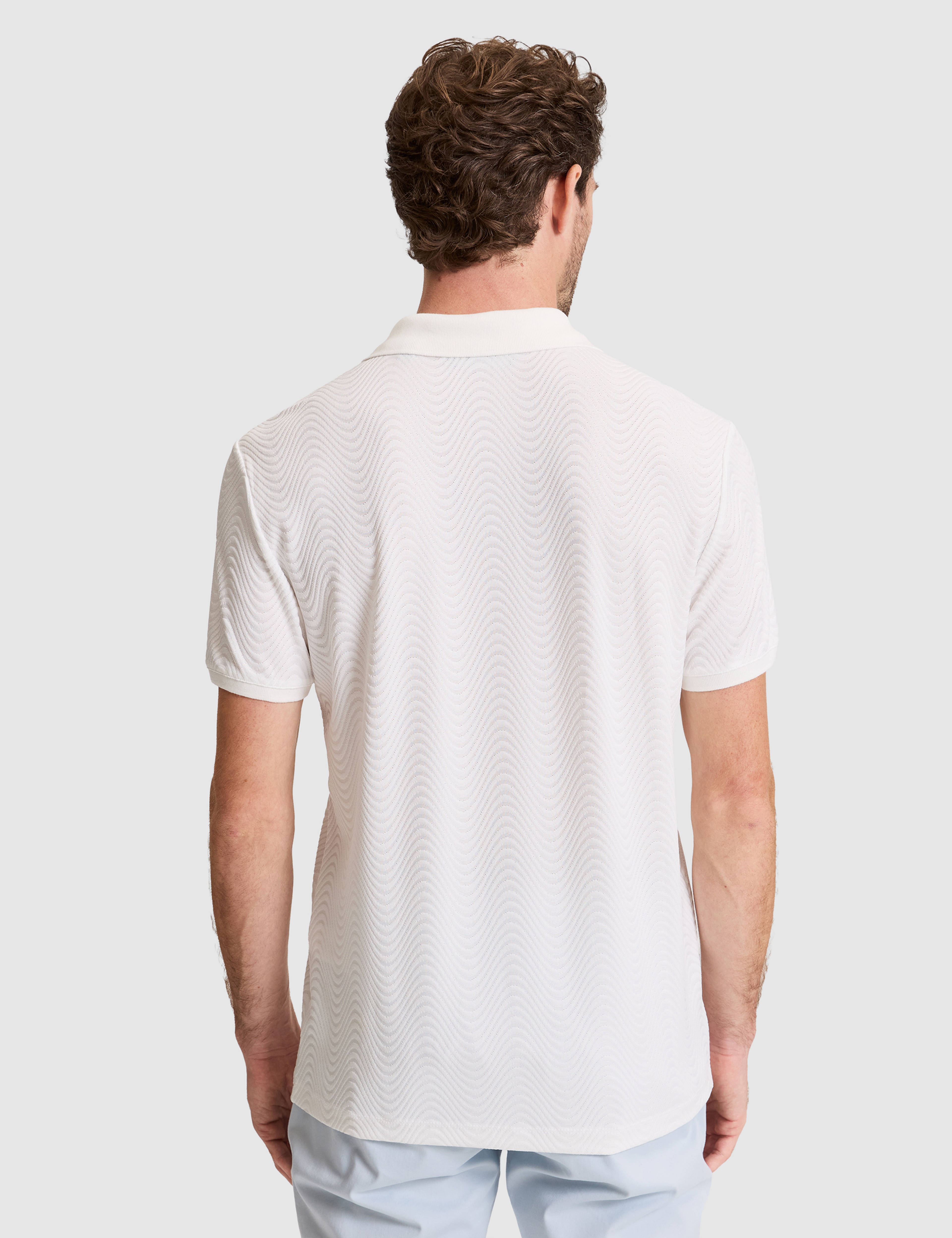 Beyaz Slim Fit Polo Yaka Tişört - Image 5