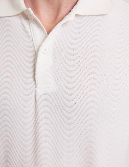Beyaz Slim Fit Düğmeli Polo Yaka Tişört - 50310233001