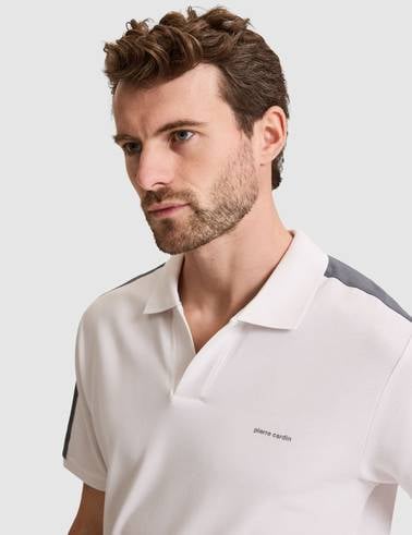 Koyu Gri Kol Detaylı Slim Fit %100 Pamuk Apaş Yaka Tişört