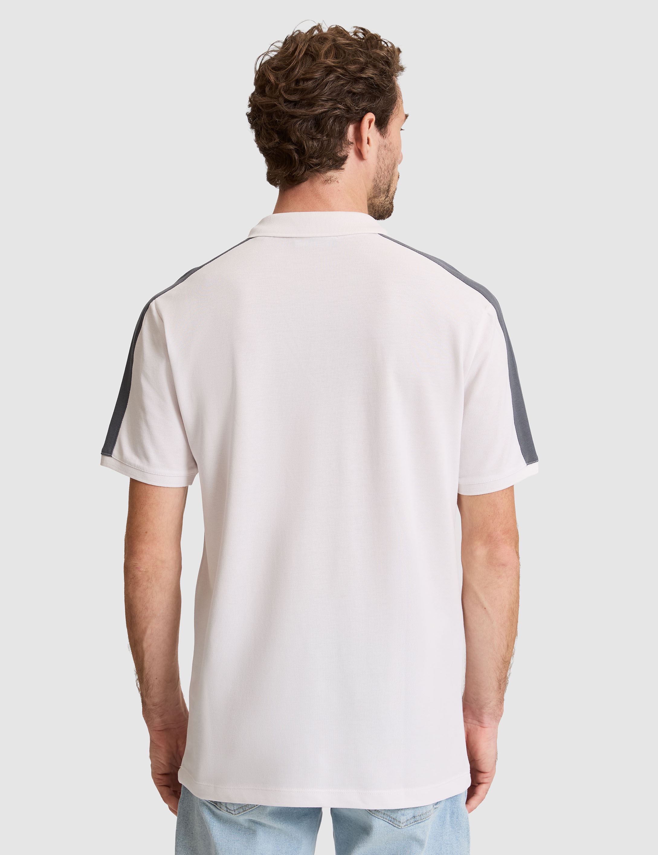 Koyu Gri Kol Detaylı Slim Fit %100 Pamuk Apaş Yaka Tişört - 50307520010