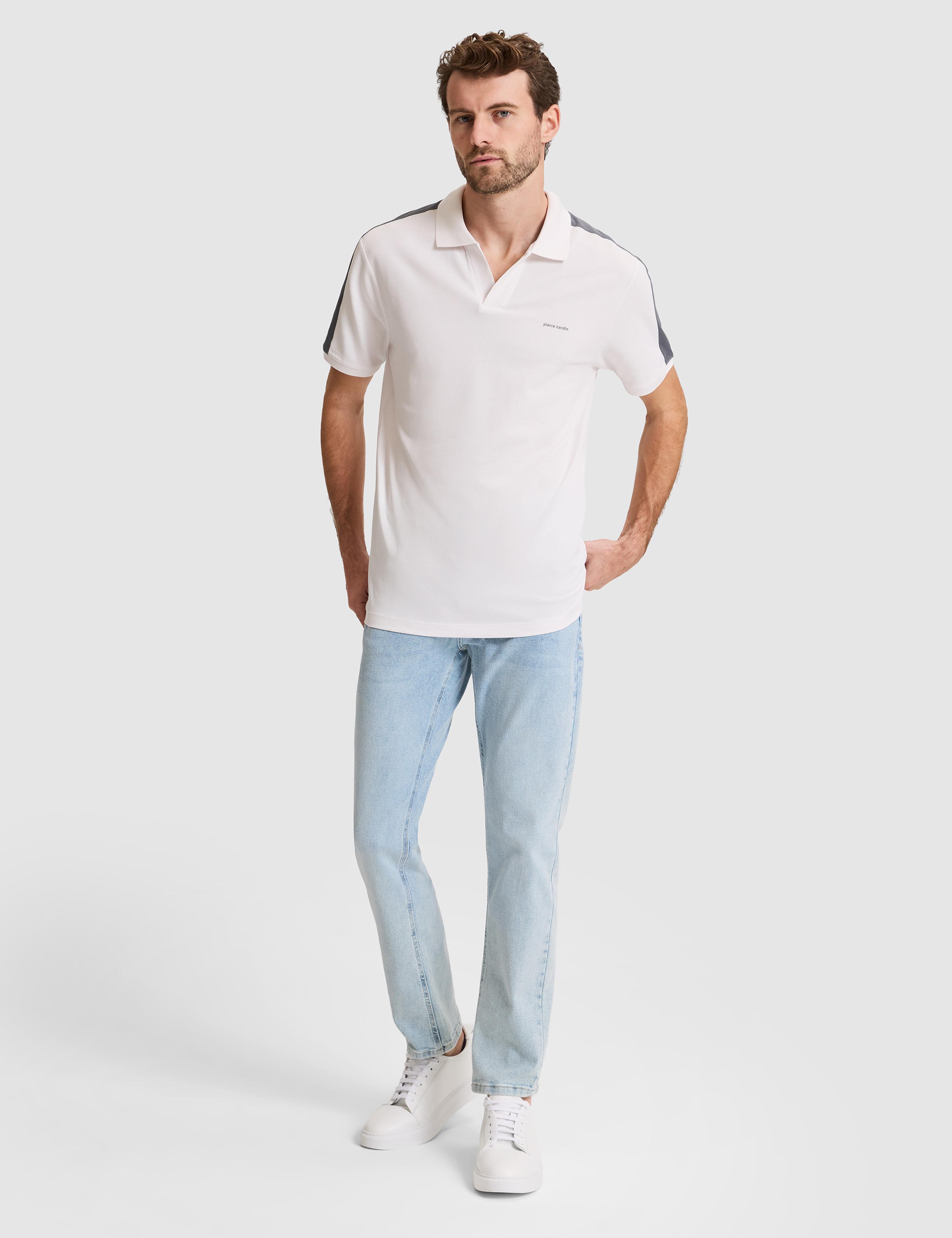 Koyu Gri Kol Detaylı Slim Fit %100 Pamuk Apaş Yaka Tişört