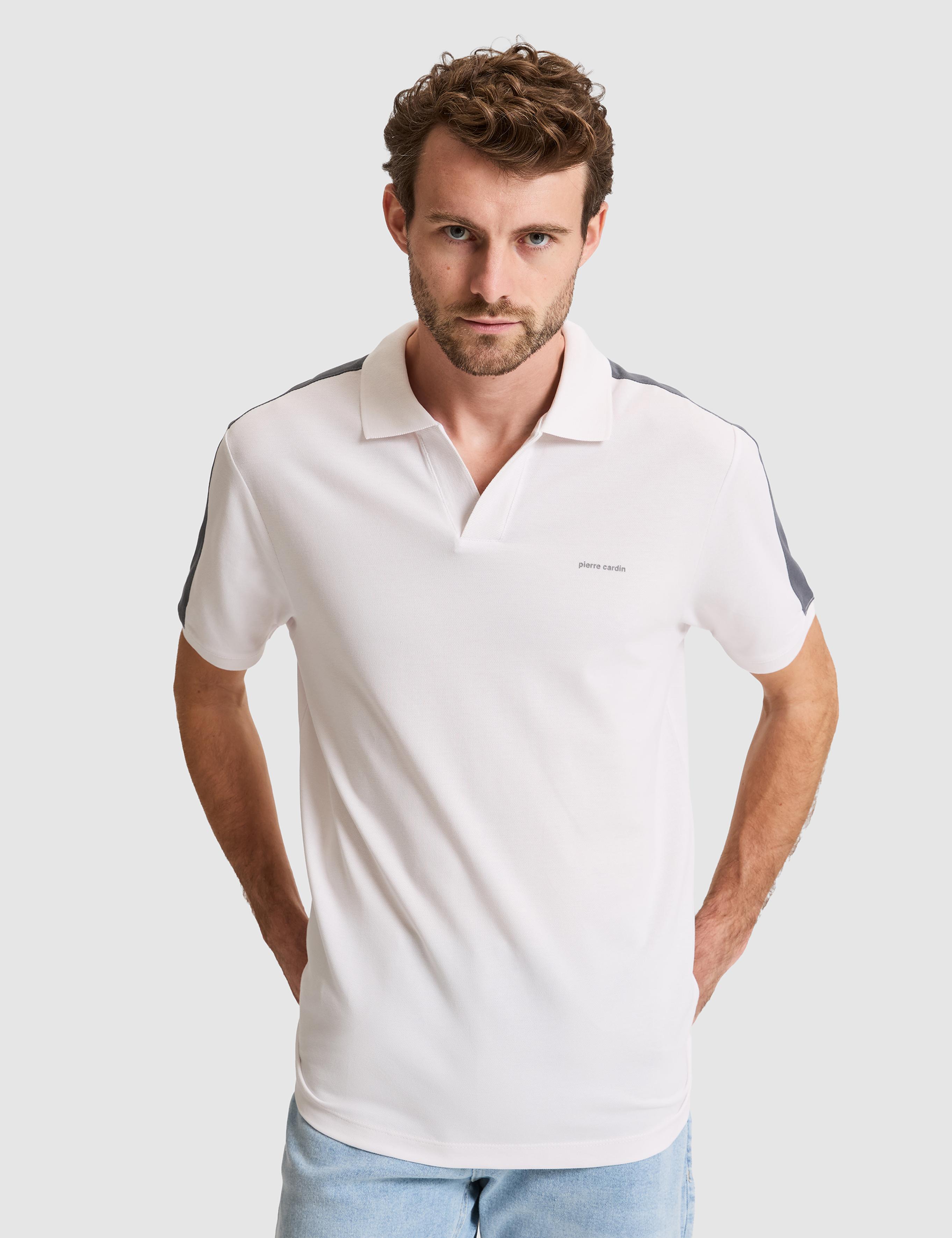 Koyu Gri Kol Detaylı Slim Fit %100 Pamuk Apaş Yaka Tişört