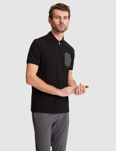 Siyah Slim Fit %100 Pamuk Fermuarlı Polo Yaka Tişört