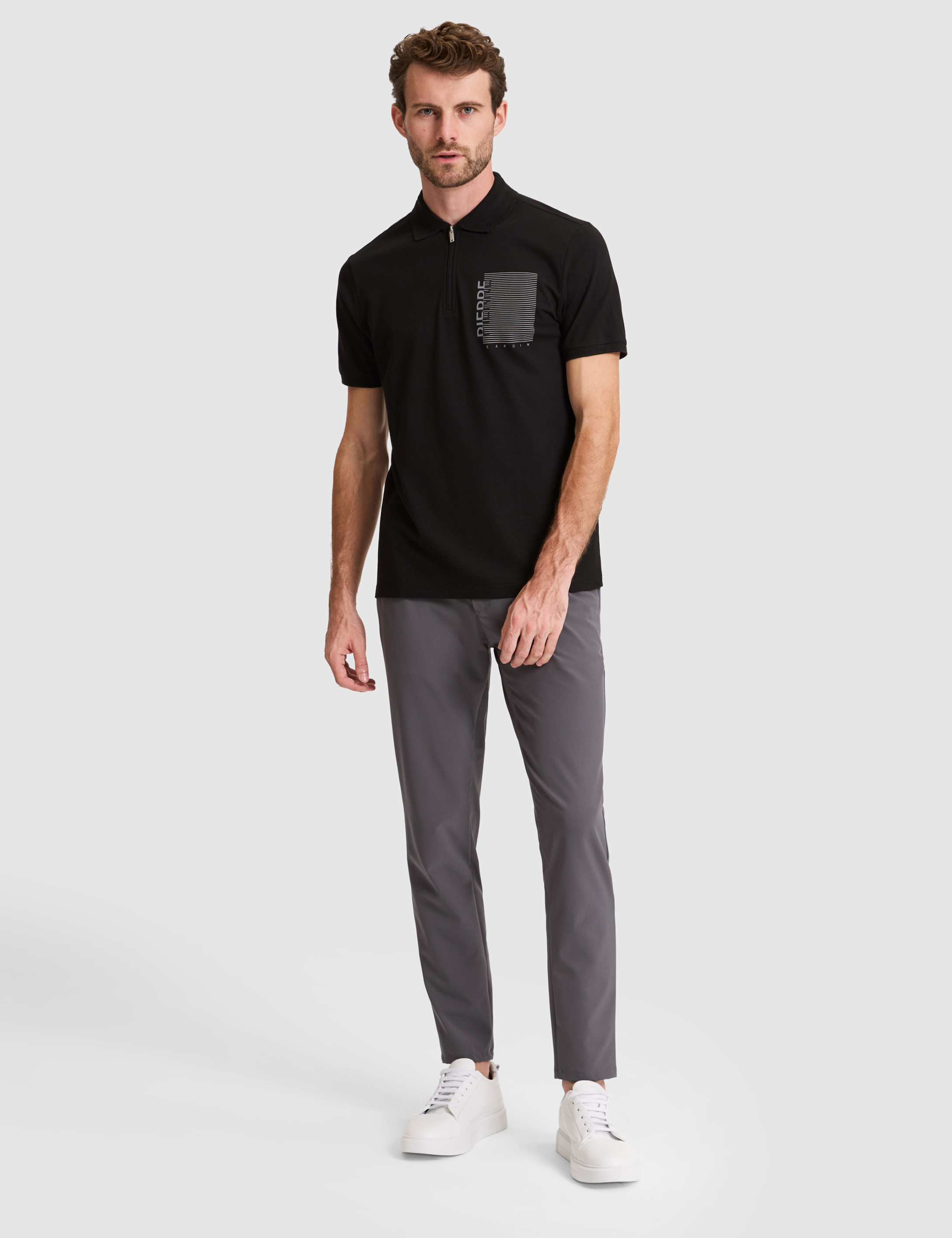 Siyah Slim Fit %100 Pamuk Fermuarlı Polo Yaka Tişört - 50307929023