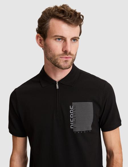 Siyah Slim Fit %100 Pamuk Fermuarlı Polo Yaka Tişört - 50307929023