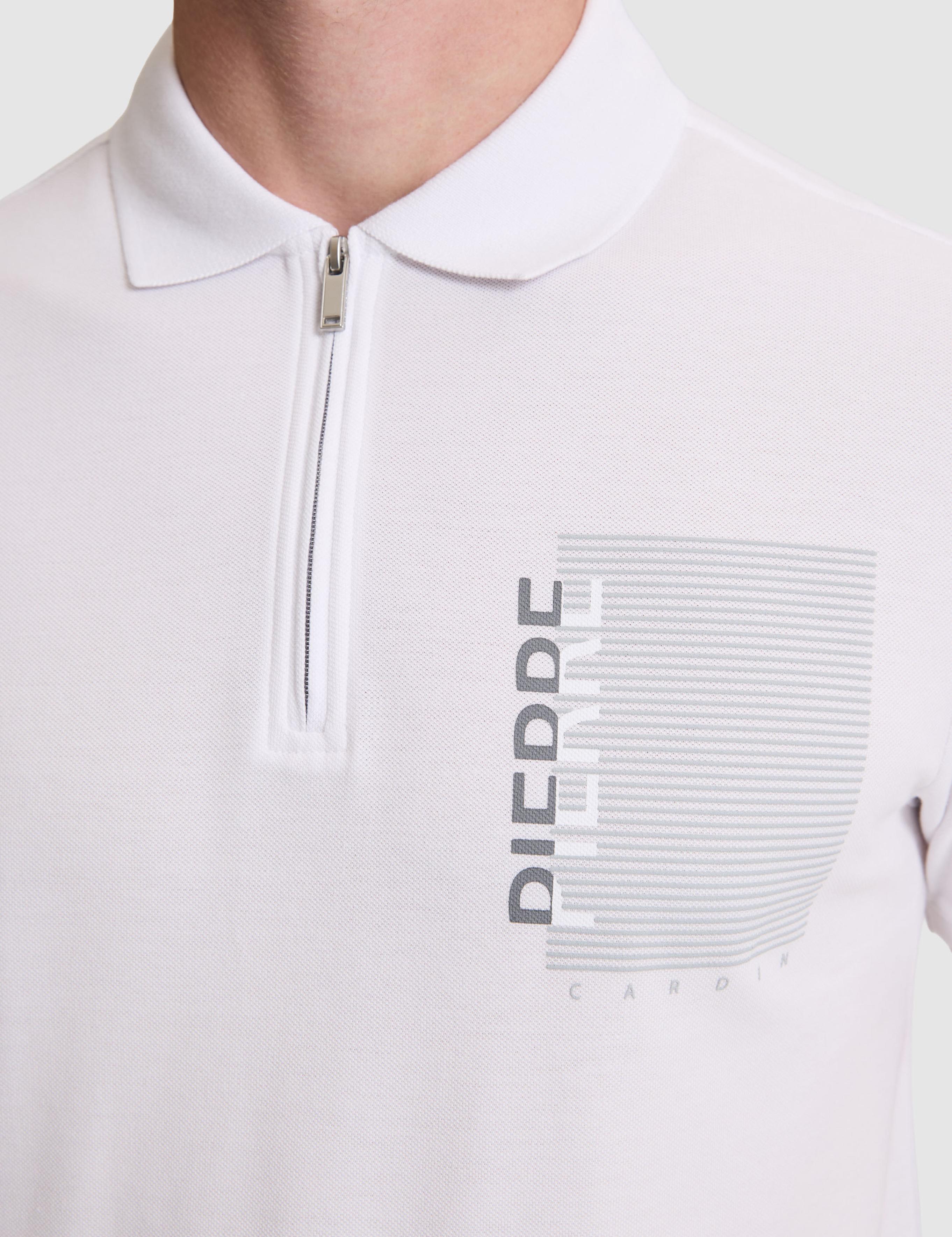Beyaz Slim Fit %100 Pamuk Fermuarlı Polo Yaka Tişört