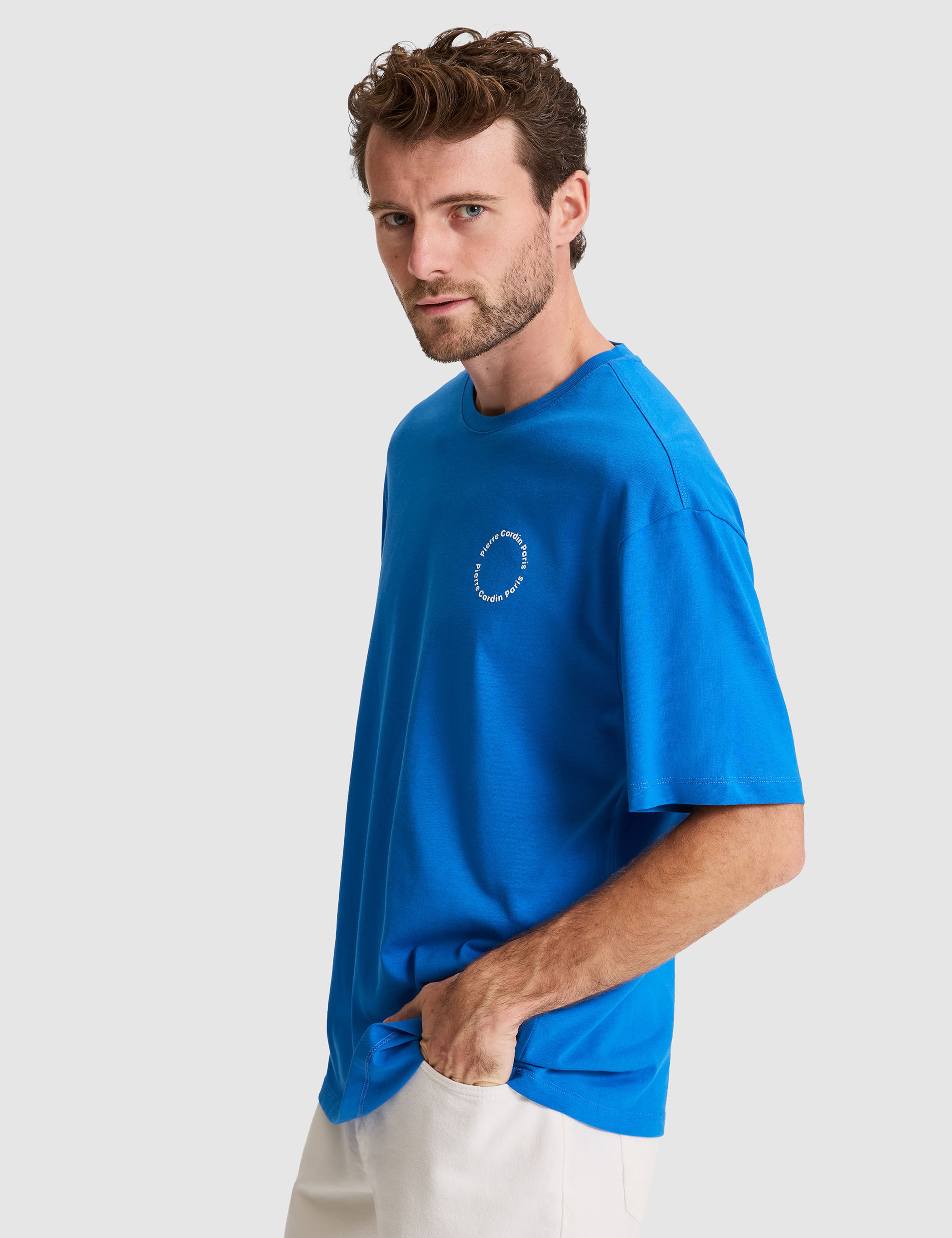 İndigo Comfort Fit Bisiklet Yaka Tişört - Image 3