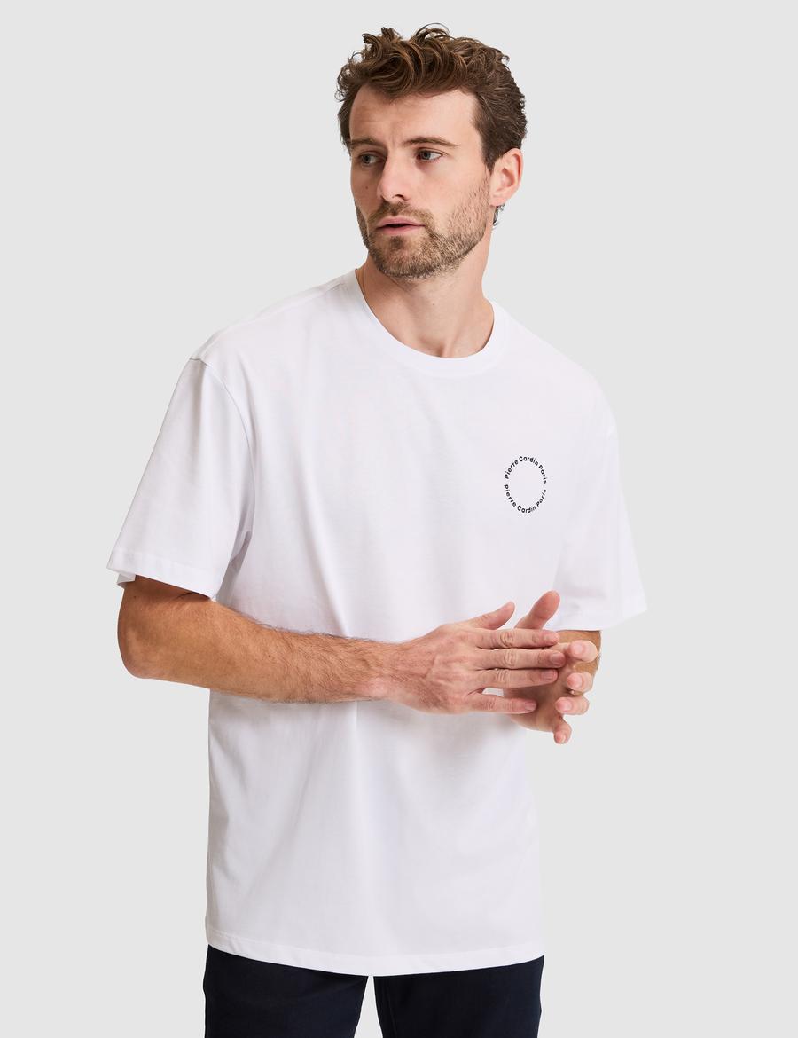 Beyaz Comfort Fit Bisiklet Yaka Tişört