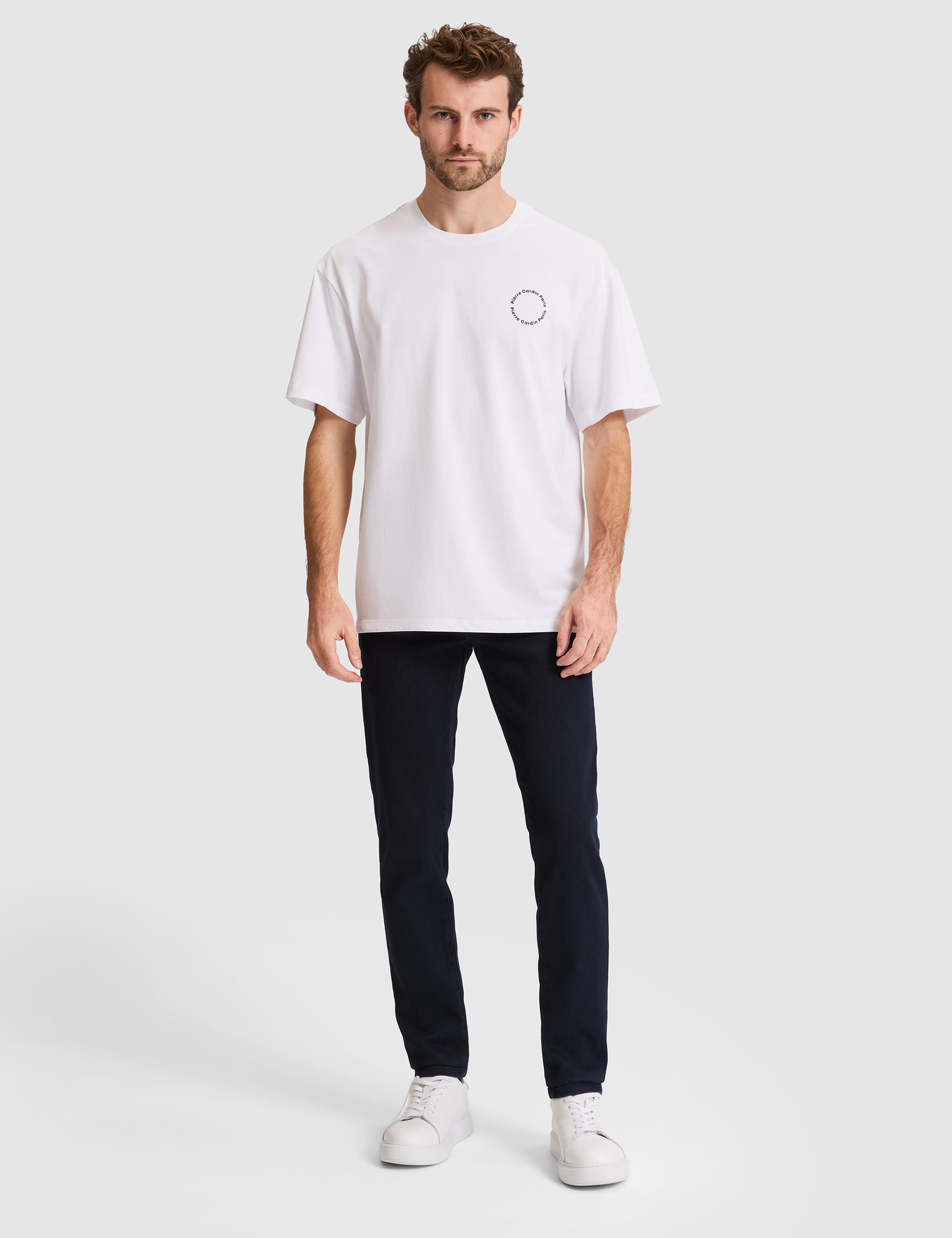 Beyaz Comfort Fit Bisiklet Yaka Tişört