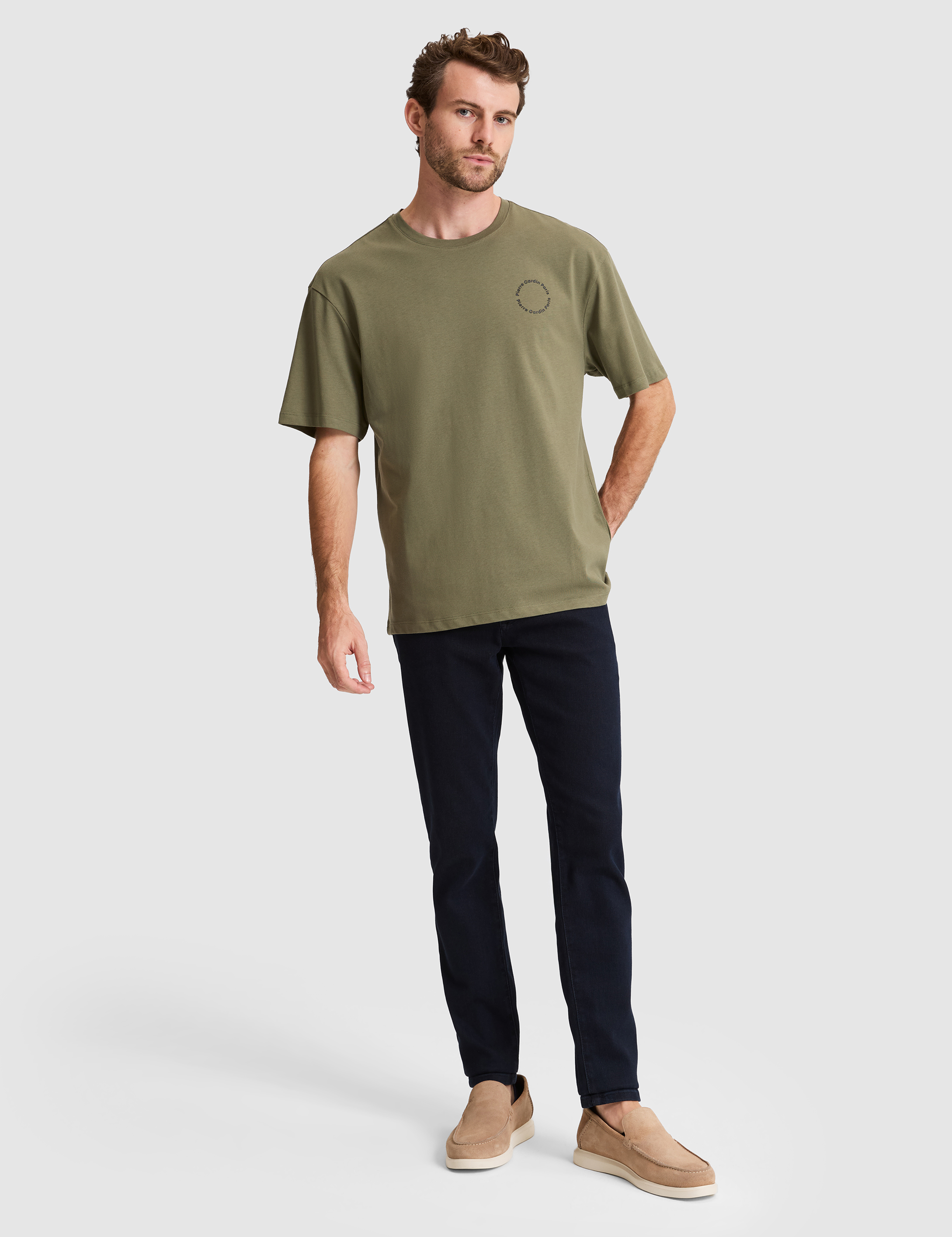Haki Comfort Fit Bisiklet Yaka Tişört - 50310076024