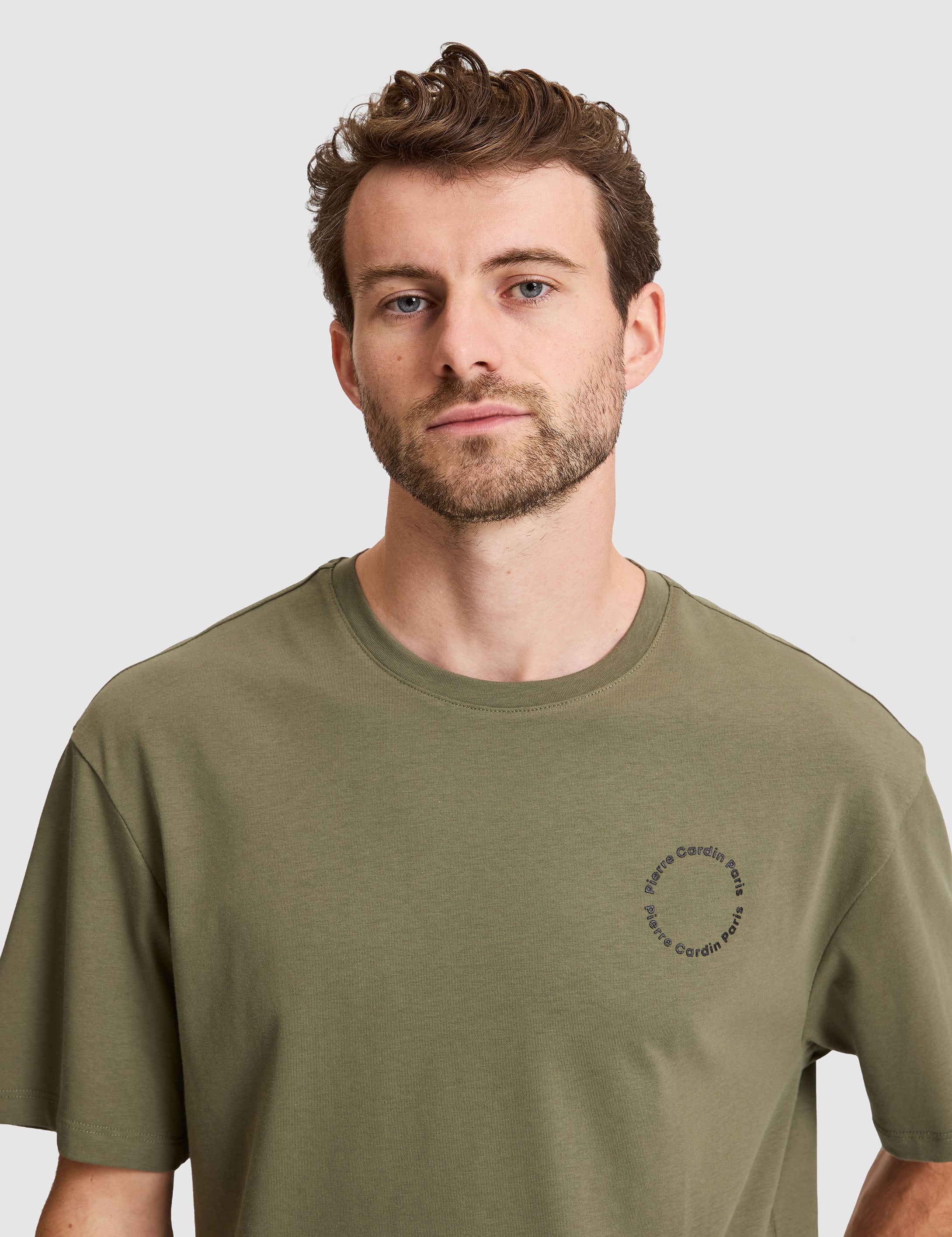 Haki Comfort Fit Bisiklet Yaka Tişört - 50310076024