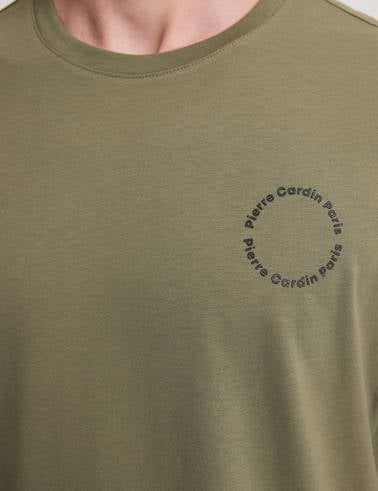 Haki Comfort Fit Bisiklet Yaka Tişört