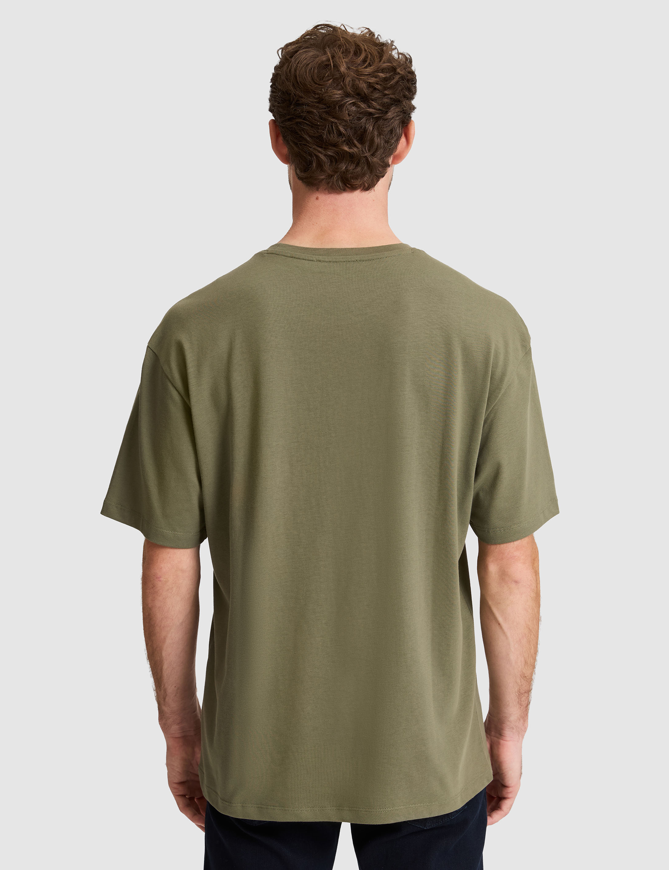 Haki Comfort Fit Bisiklet Yaka Tişört - 50310076024