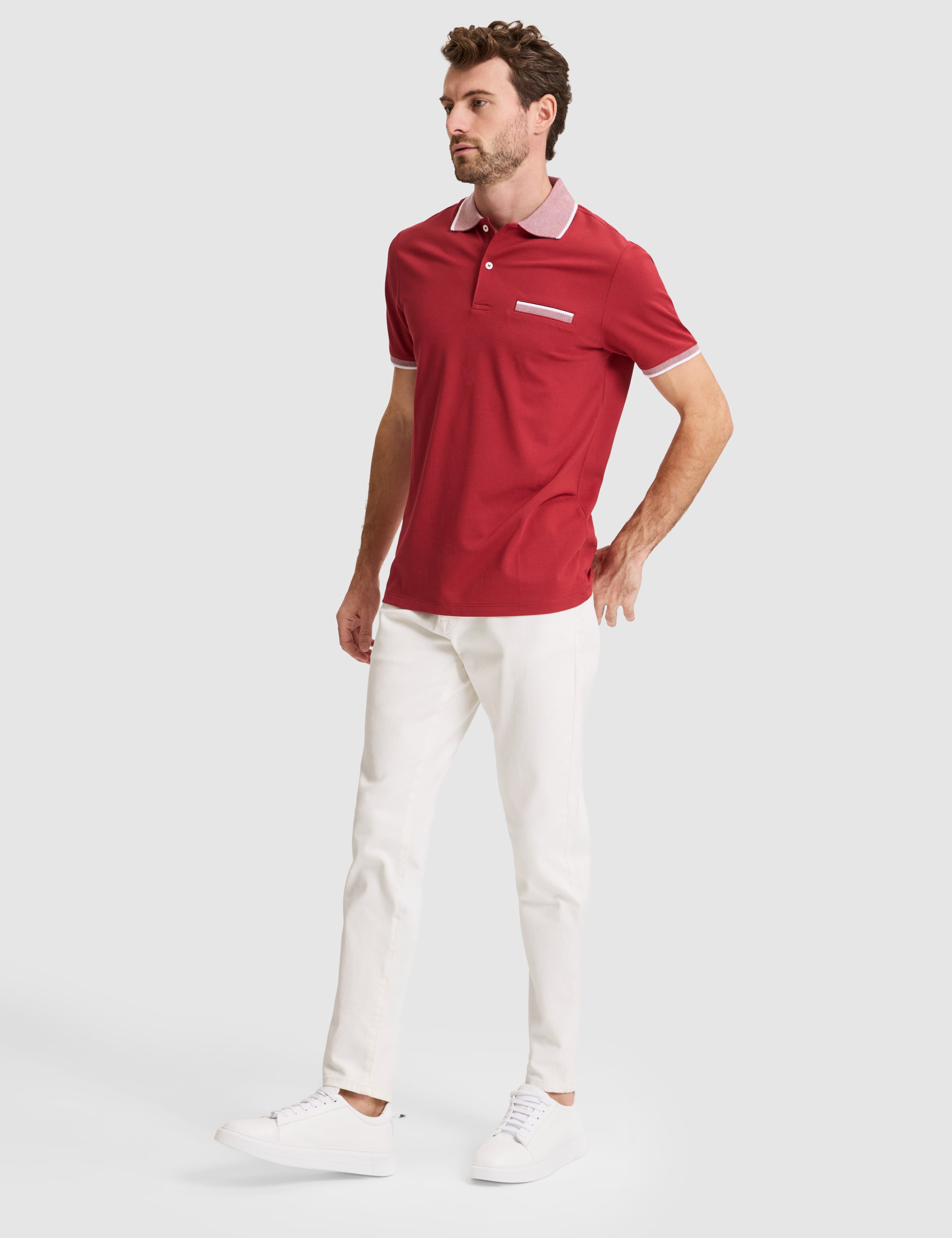 Nar Çiçeği Slim Fit %100 Pamuk Düğmeli Polo Yaka Tişört - 50307562033