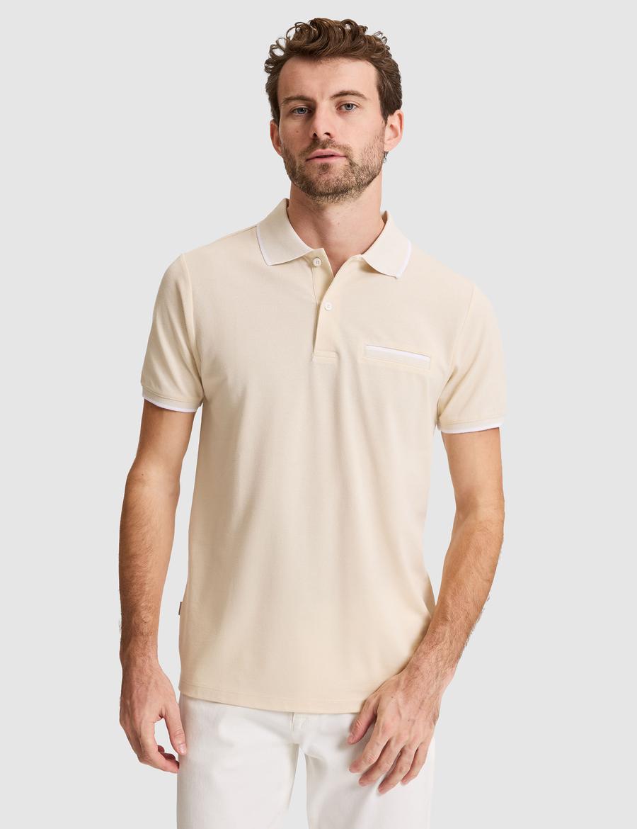 Bej Slim Fit %100 Pamuk Düğmeli Polo Yaka Tişört
