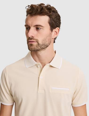Bej Slim Fit %100 Pamuk Düğmeli Polo Yaka Tişört