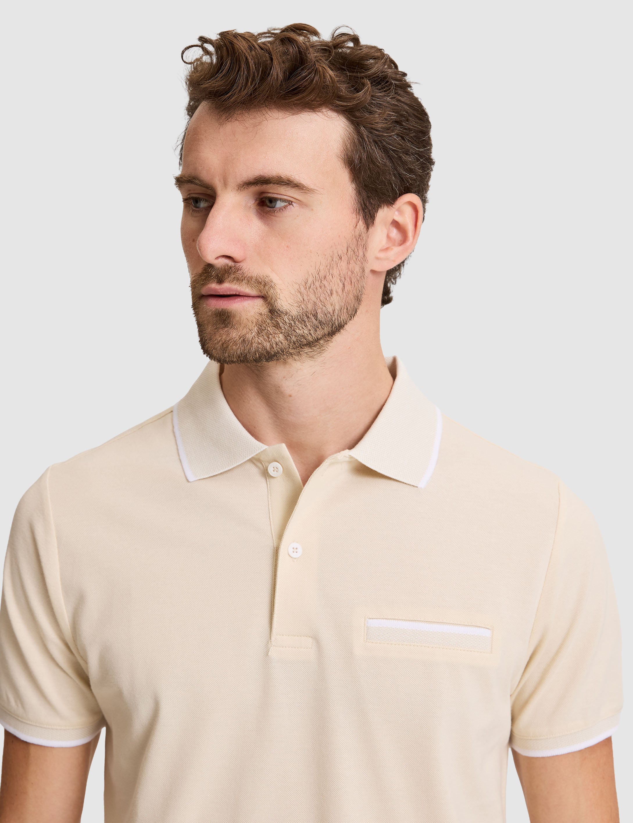 Bej Slim Fit %100 Pamuk Düğmeli Polo Yaka Tişört - 50307562025