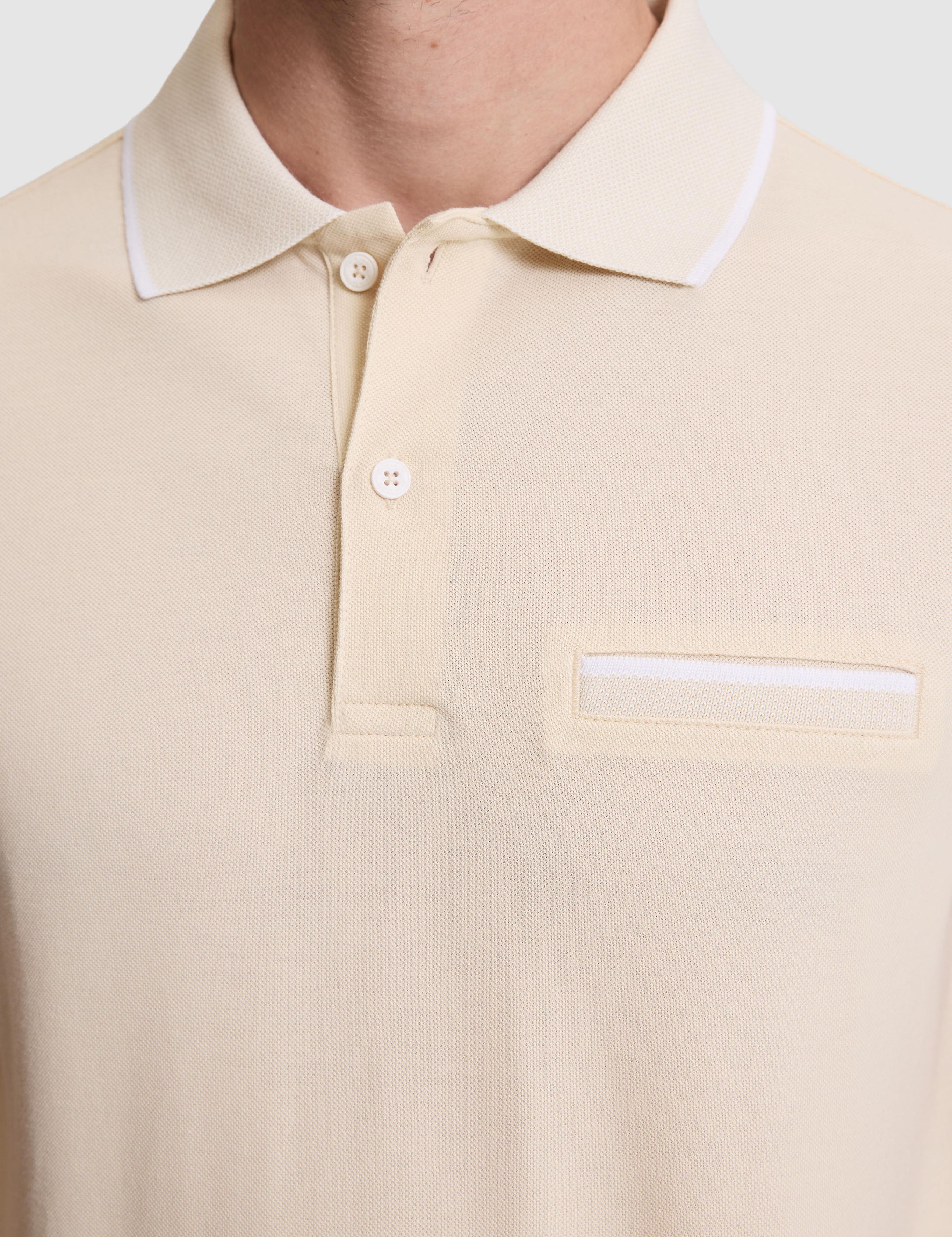 Bej Slim Fit %100 Pamuk Düğmeli Polo Yaka Tişört