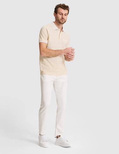 Bej Slim Fit %100 Pamuk Düğmeli Polo Yaka Tişört