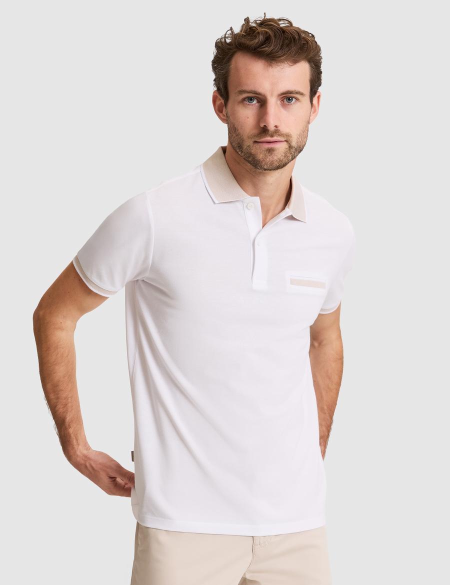 Beyaz Slim Fit %100 Pamuk Düğmeli Polo Yaka Tişört