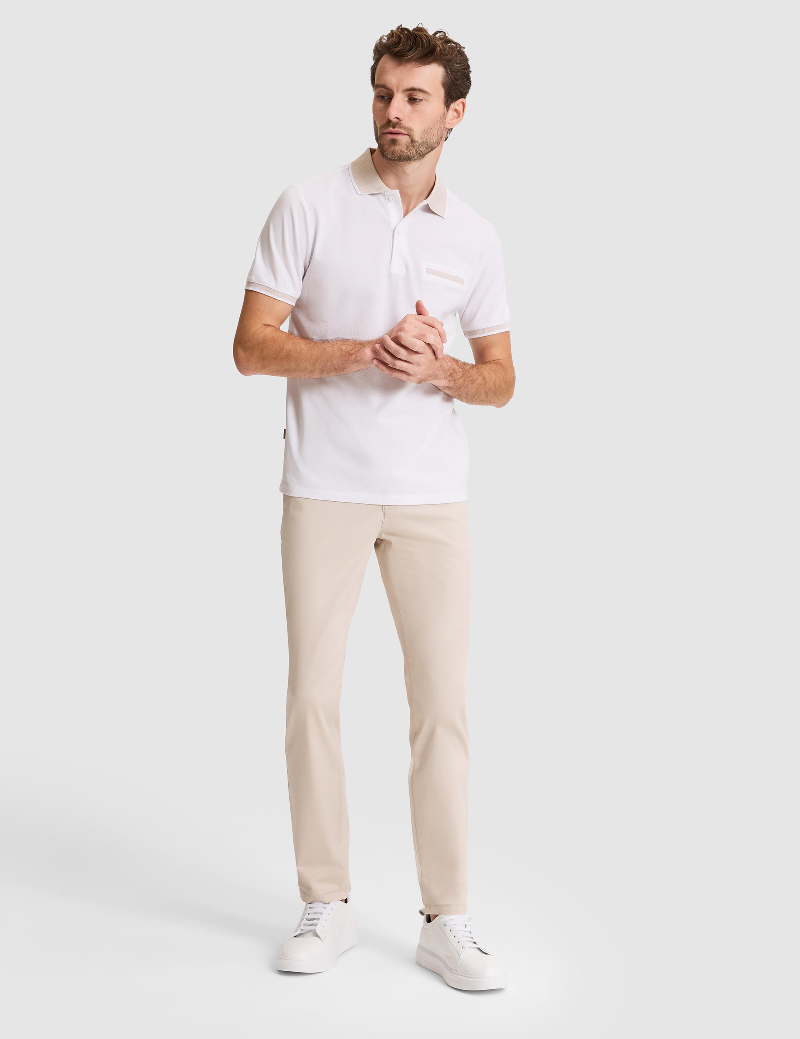 Beyaz Slim Fit %100 Pamuk Düğmeli Polo Yaka Tişört