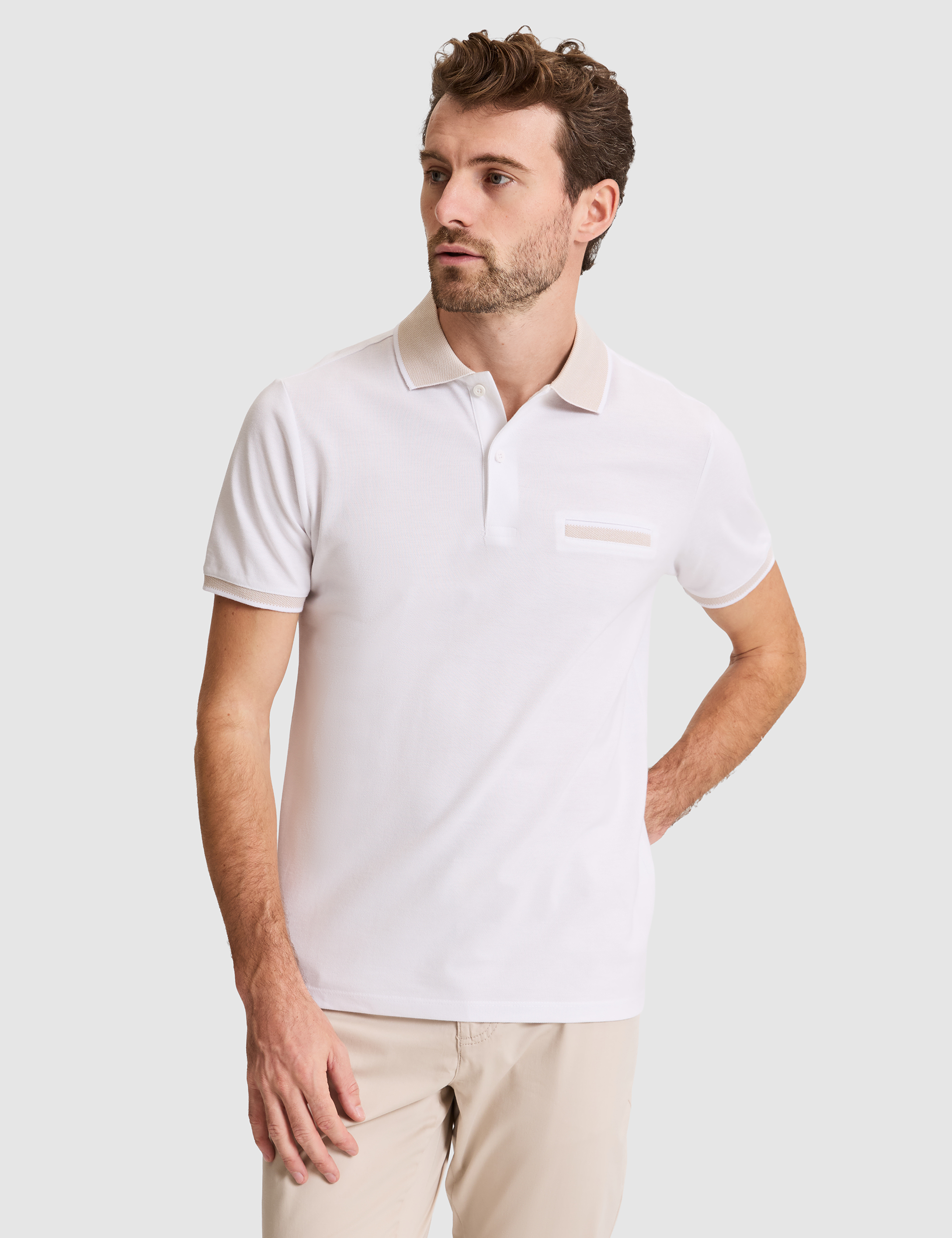 Beyaz Slim Fit %100 Pamuk Düğmeli Polo Yaka Tişört - 50307562011